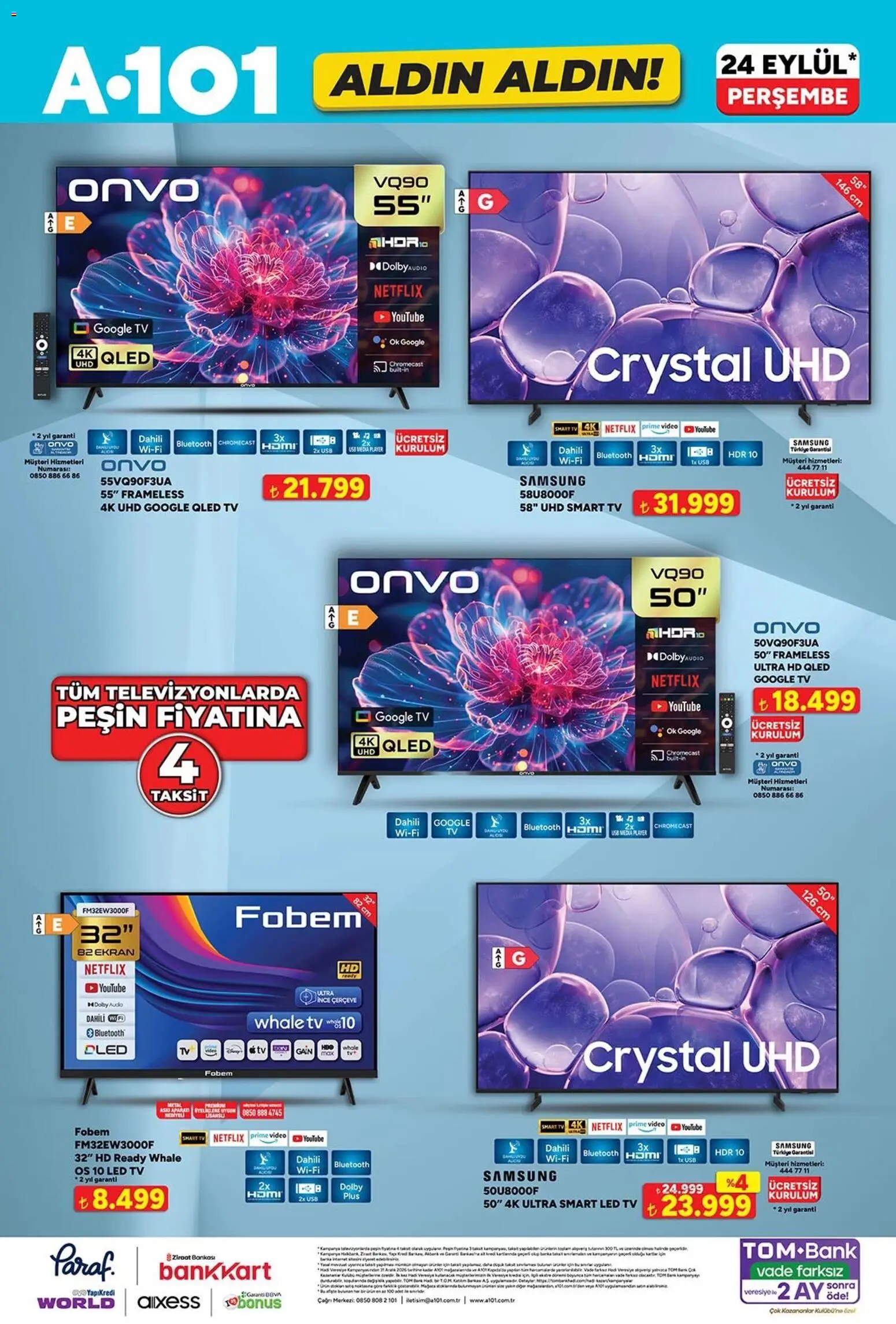A101 - Katalog Aldın Aldın - 19 Eylül 2026 tarihinden itibaren geçerlidir | Sayfa: 3 | Ürünler: TV, Video, USB
