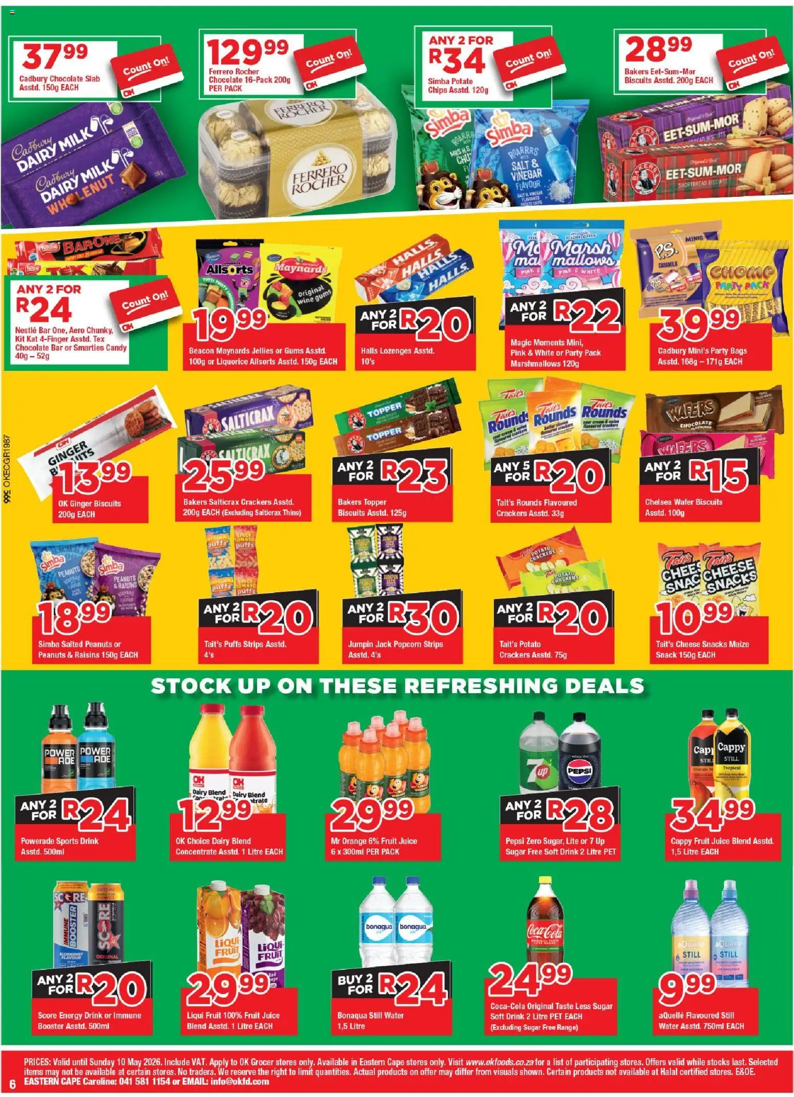New OK Foods catalogue – valid from 24.04.2026 | Page: 6 | Products: Snacks, Cream, Peanuts, Fruit