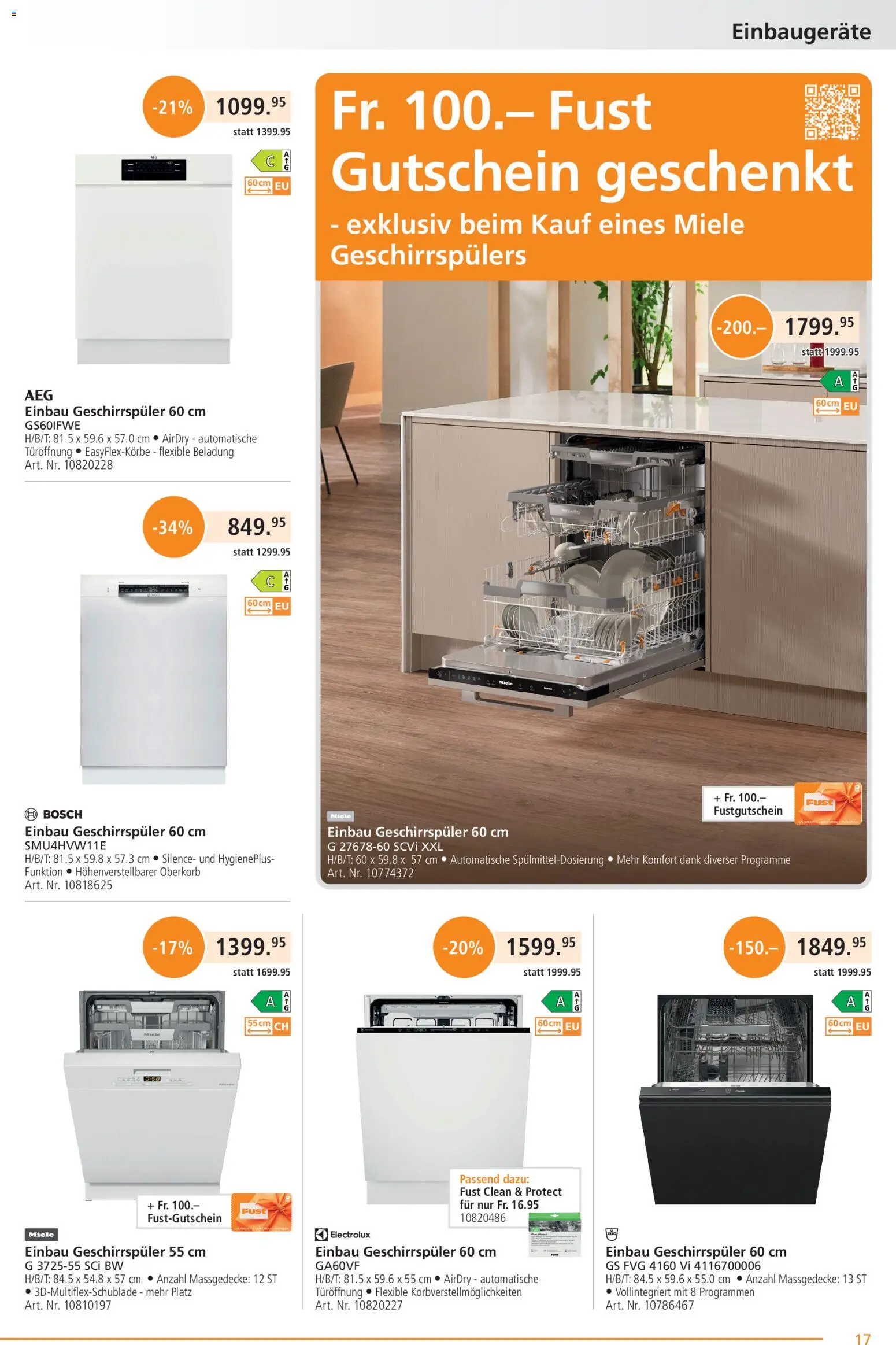 Fust aktionen – gültig ab 21.09.2026 | Seite: 17 | Produkte: Geschirrspüler, Miele, Bosch
