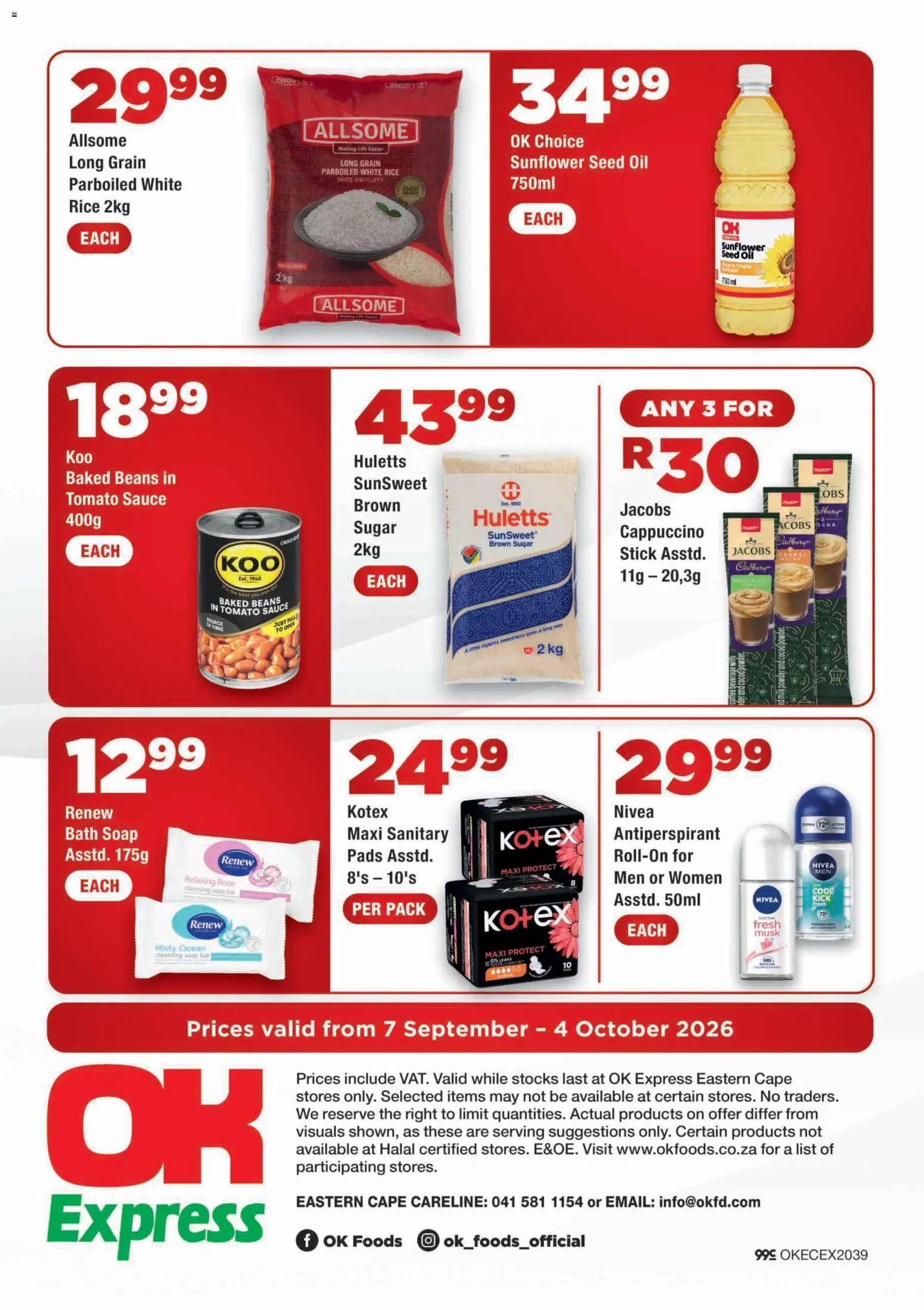New OK Foods catalogue – valid from 07/09/2026 | Page: 4 | Products: Baked beans, Bath, Soap, Antiperspirant