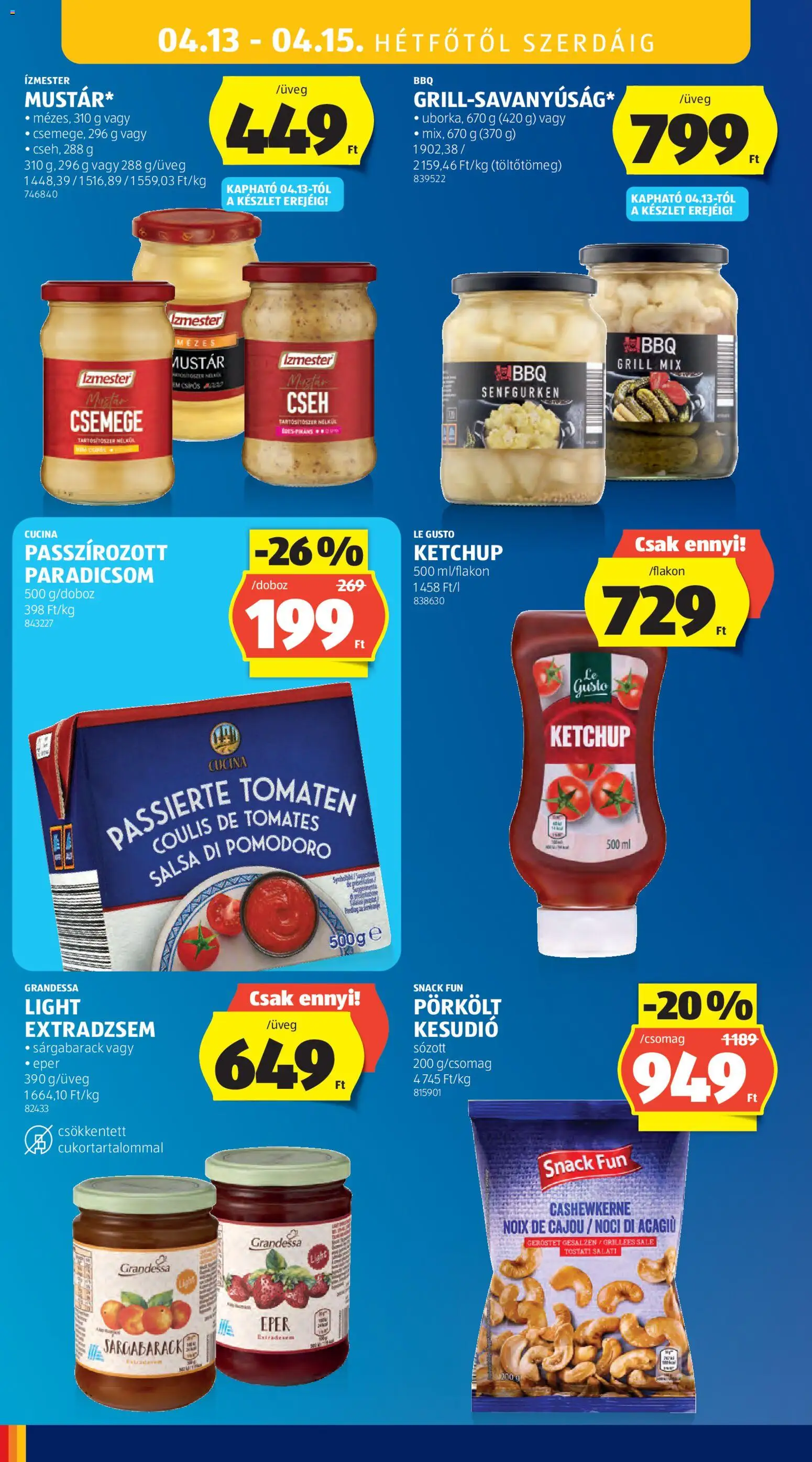 Aldi akciós ujság - amely érvényes a következő dátumtól: 09.04.2026 | Oldal: 36 | Termékek: Grill, Paradicsom, Eper, Ketchup
