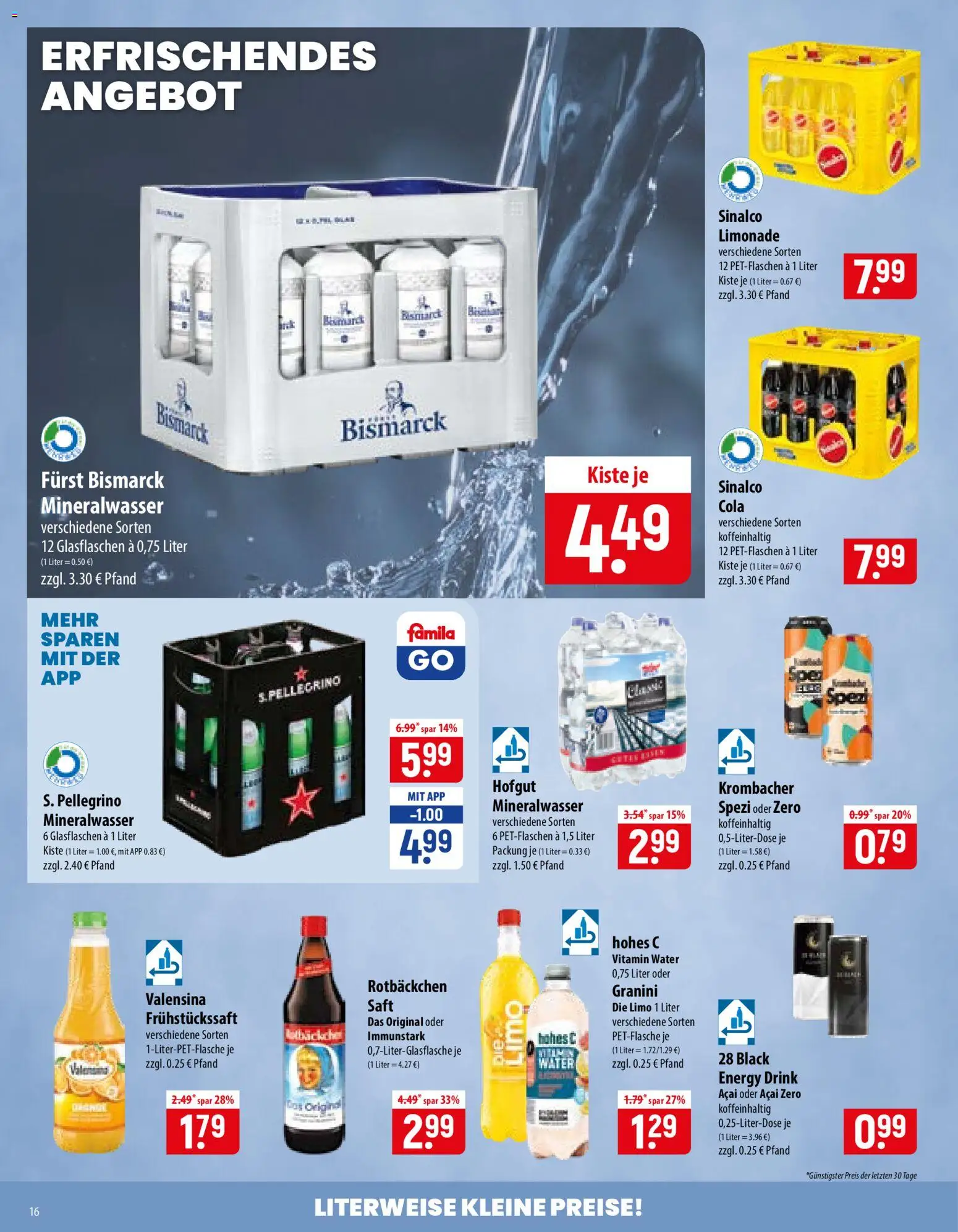 Famila Prospekt – gültig ab 14.09.2026 | Seite: 16 | Produkte: Cola, Limonade, Mineralwasser, Hohes c