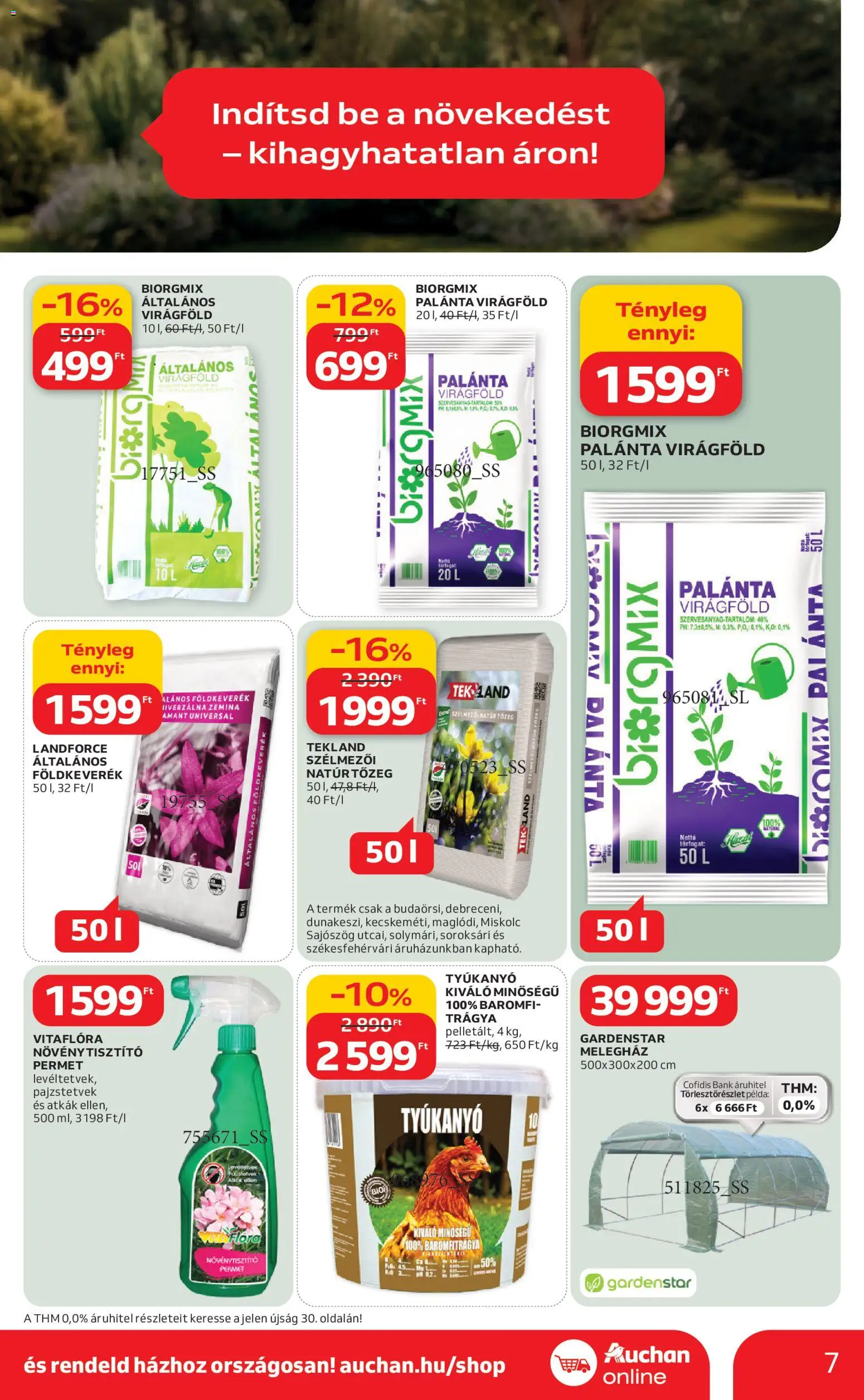 Auchan akciós ujság - amely érvényes a következő dátumtól: 2026.03.05. | Oldal: 7 | Termékek: Baromfi, Trágya, Virágföld
