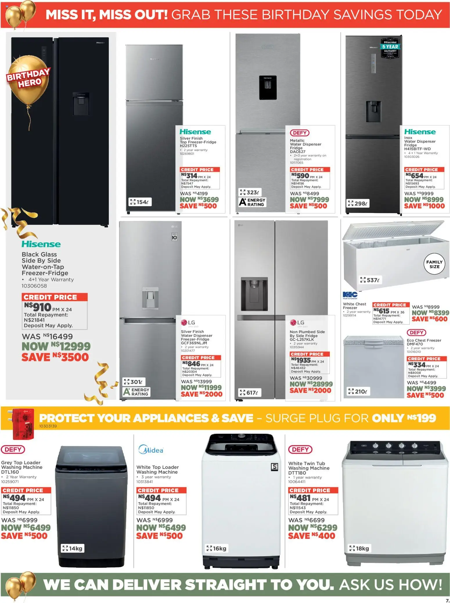 New House and Home catalogue – valid from 13.04.2026 | Page: 7 | Products: Washing machine, Fridge, Chest freezer, Water