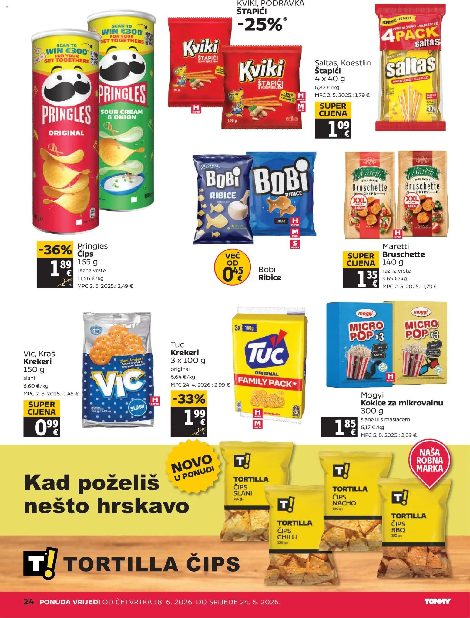 Tommy katalog | vrijedi od 18.06.2026 | Stranica: 24 | Proizvodi: Pringles, Čips, Kokice, Kikiriki