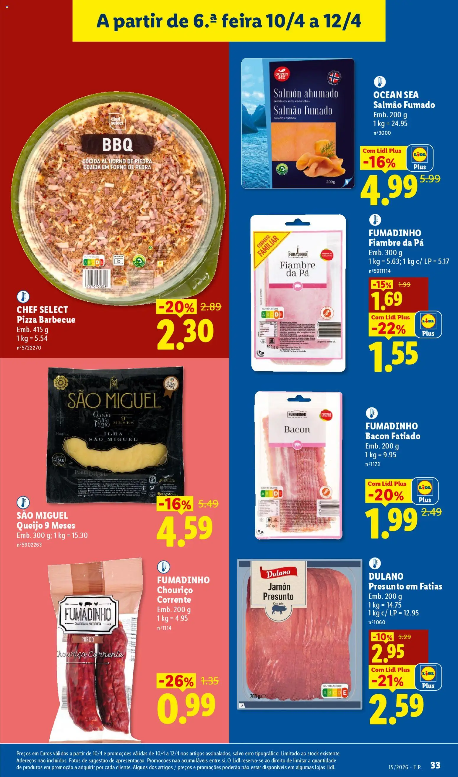 Lidl folheto │ válido de 06.04.2026 | Página: 33 | Produtos: Bacon, Presunto, Pizza, Chouriço