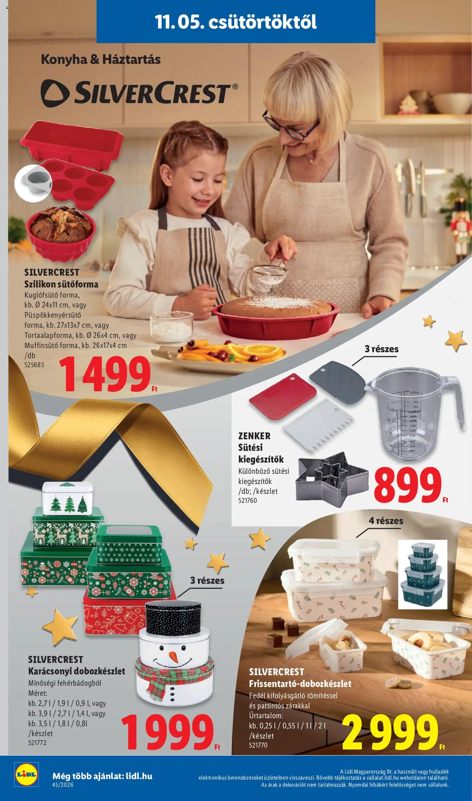 Lidl akciós ujság - amely érvényes a következő dátumtól: 2026.11.05. | Oldal: 10 | Termékek: Sütőforma, Szilikon, SilverCrest