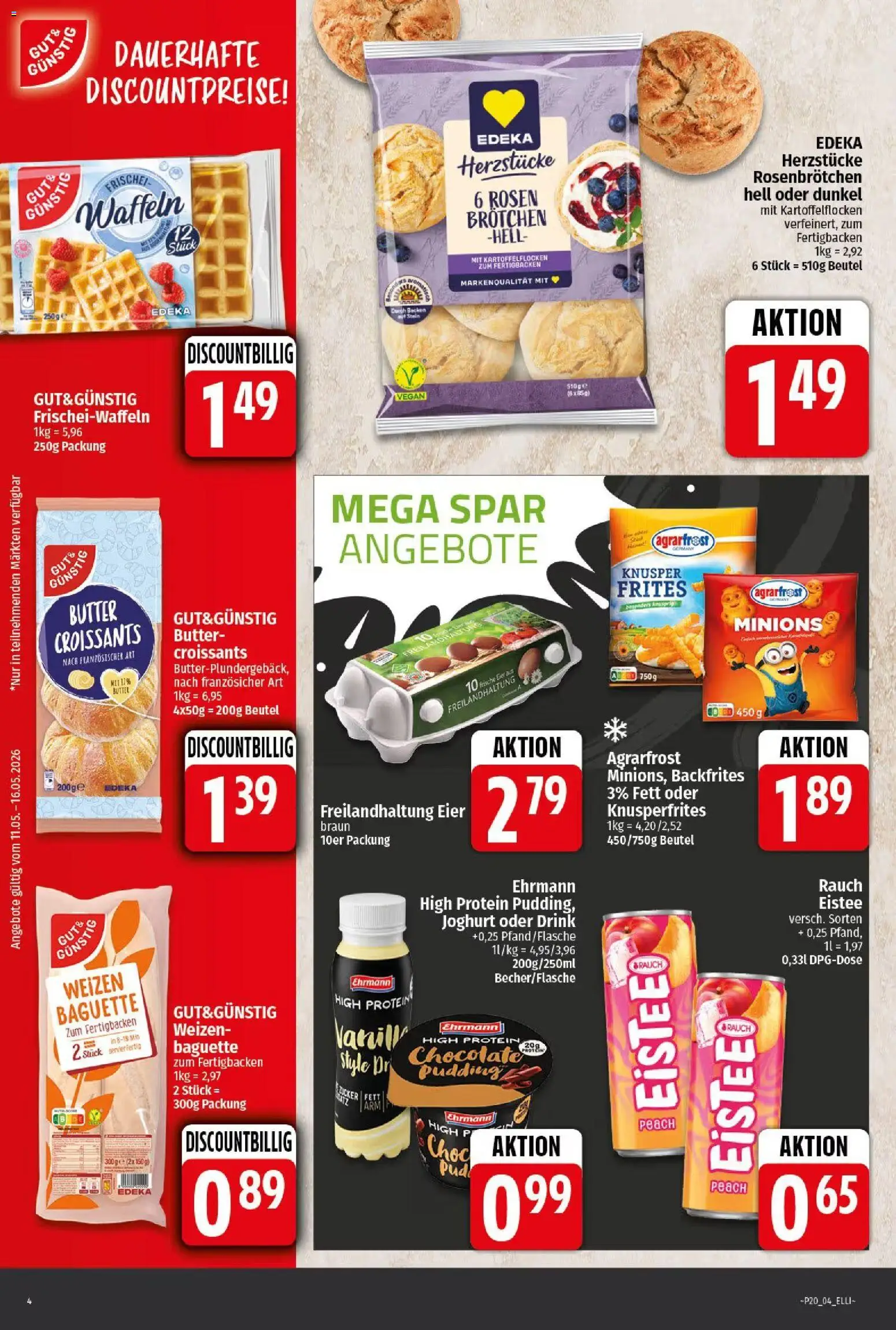 Elli Markt Prospekt Gütersloh – gültig ab 11.05.2026 | Seite: 4 | Produkte: Butter, Joghurt, Baguette, Pudding