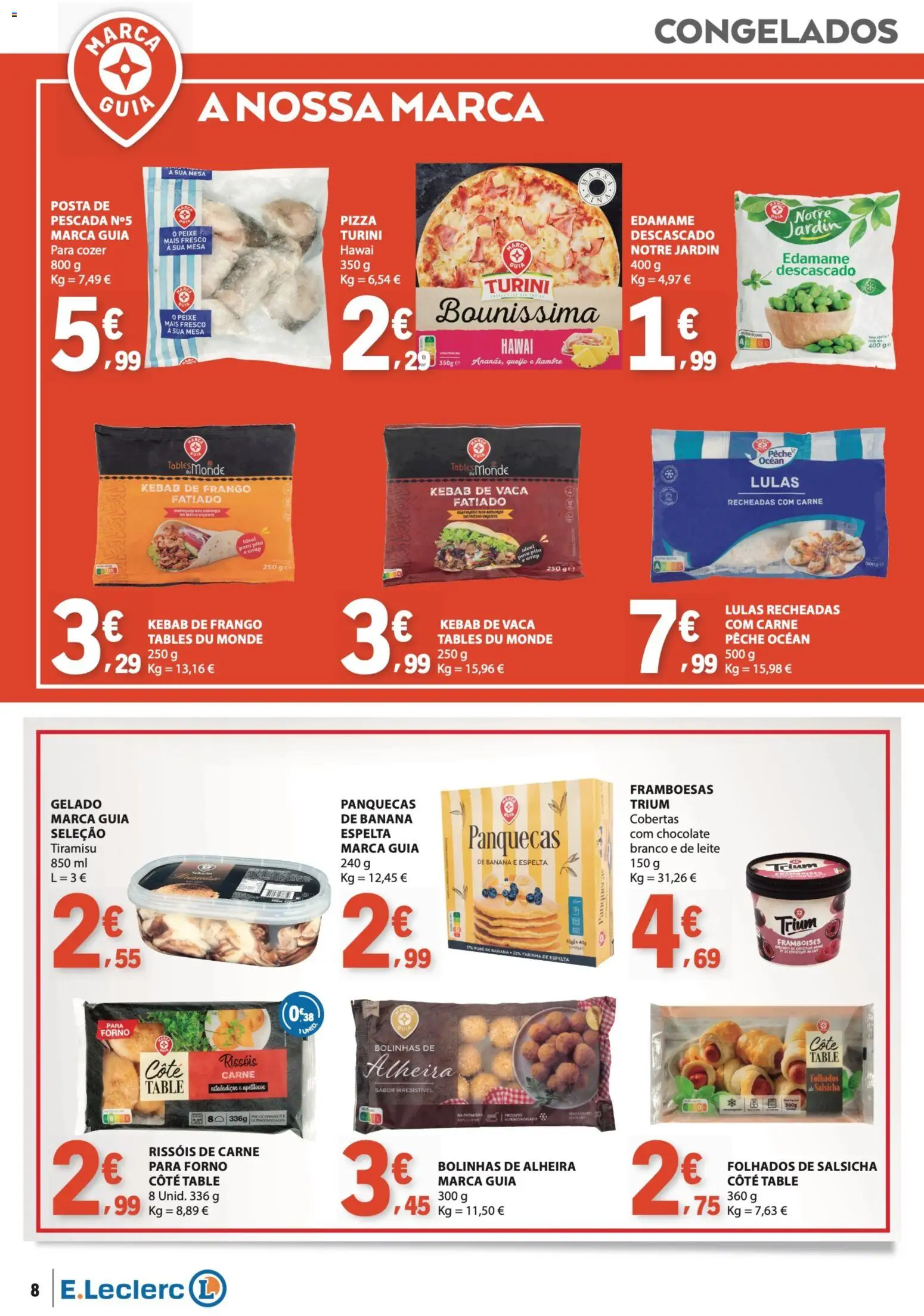 E.Leclerc folheto Especial Marca Guia │ válido de 16.06.2026 | Página: 8 | Produtos: Salsicha, Mesa, Carne, Alheira