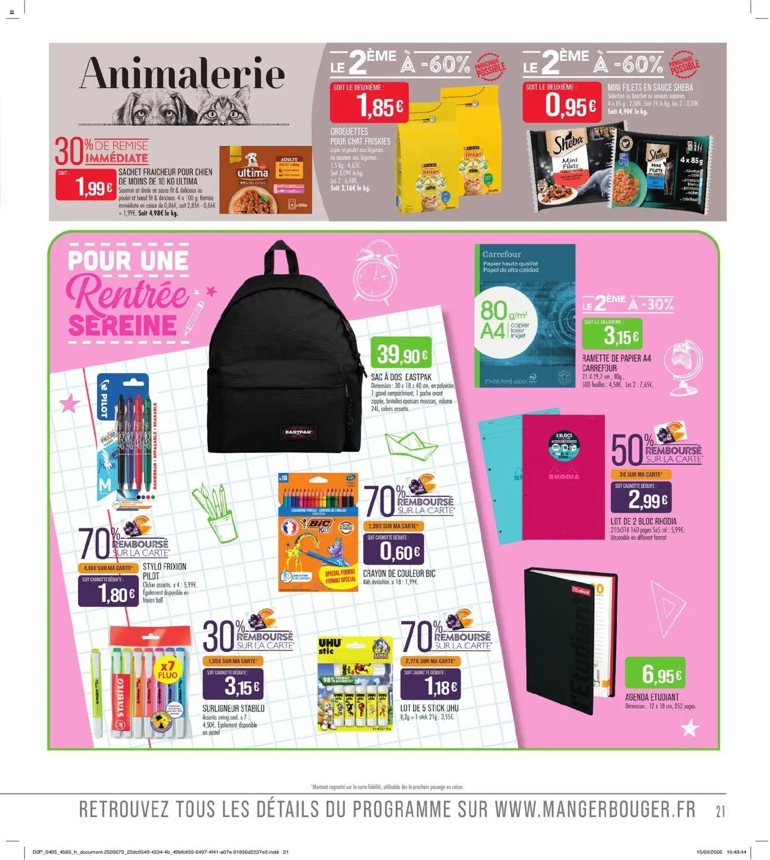 {H1} | Page: 21 | Produits: Stylo, Surligneur, Sac à dos, Croquettes pour chat