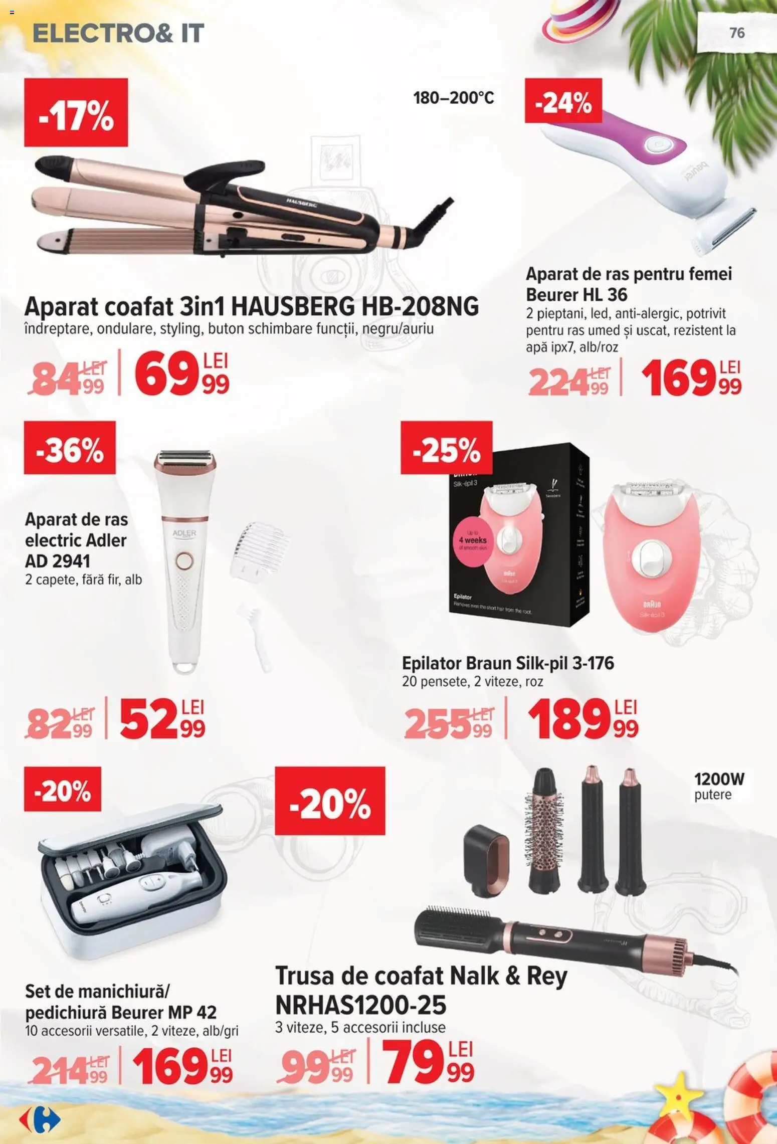 Noul catalog Carrefour – valabil de la 17.06.2026 | Pagină: 77 | Produse: Aparat De Ras, Epilator, Apă