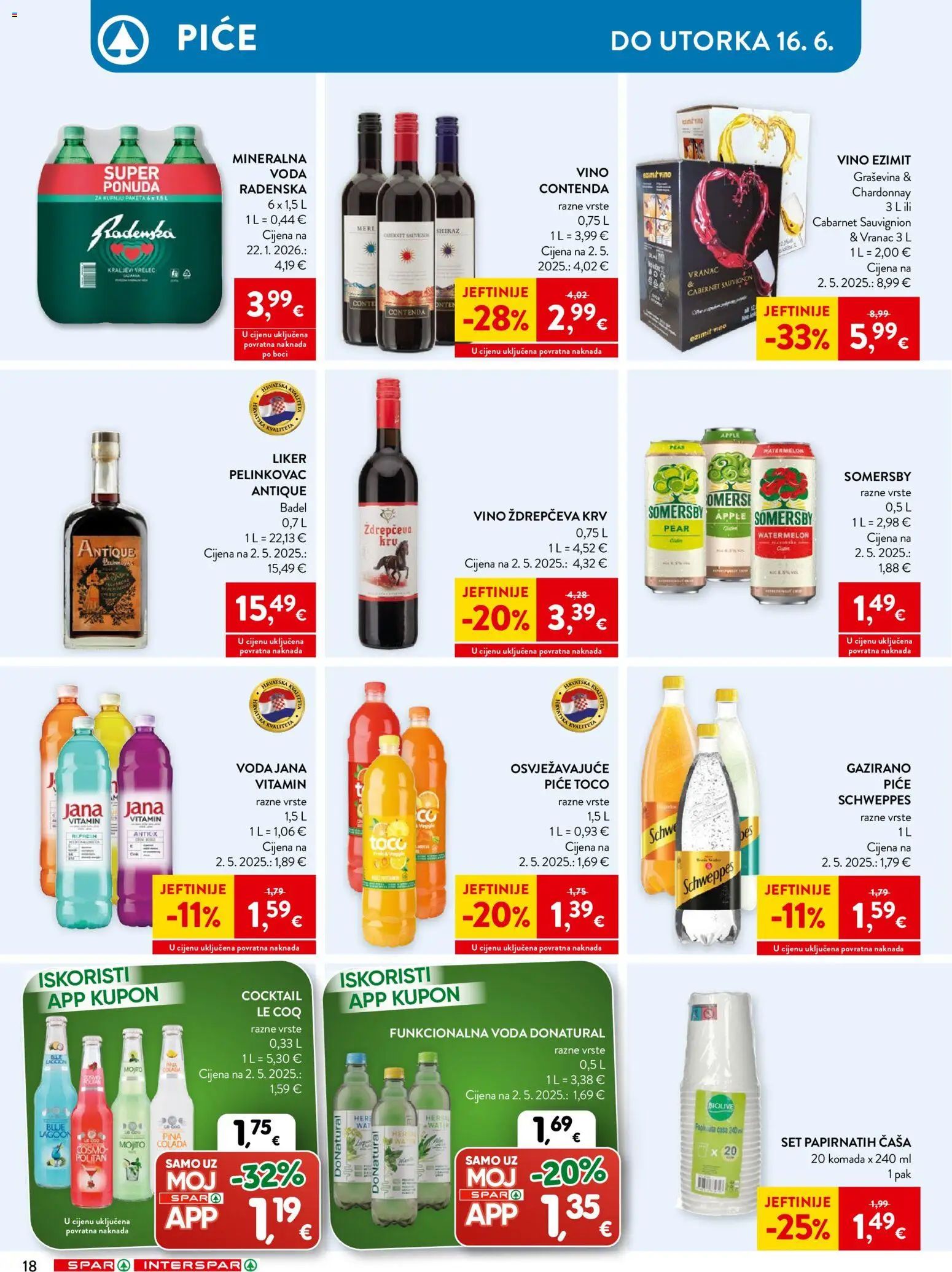 Spar katalog | vrijedi od 10.06.2026 | Stranica: 30 | Proizvodi: Pelinkovac, Voda, Liker, Somersby