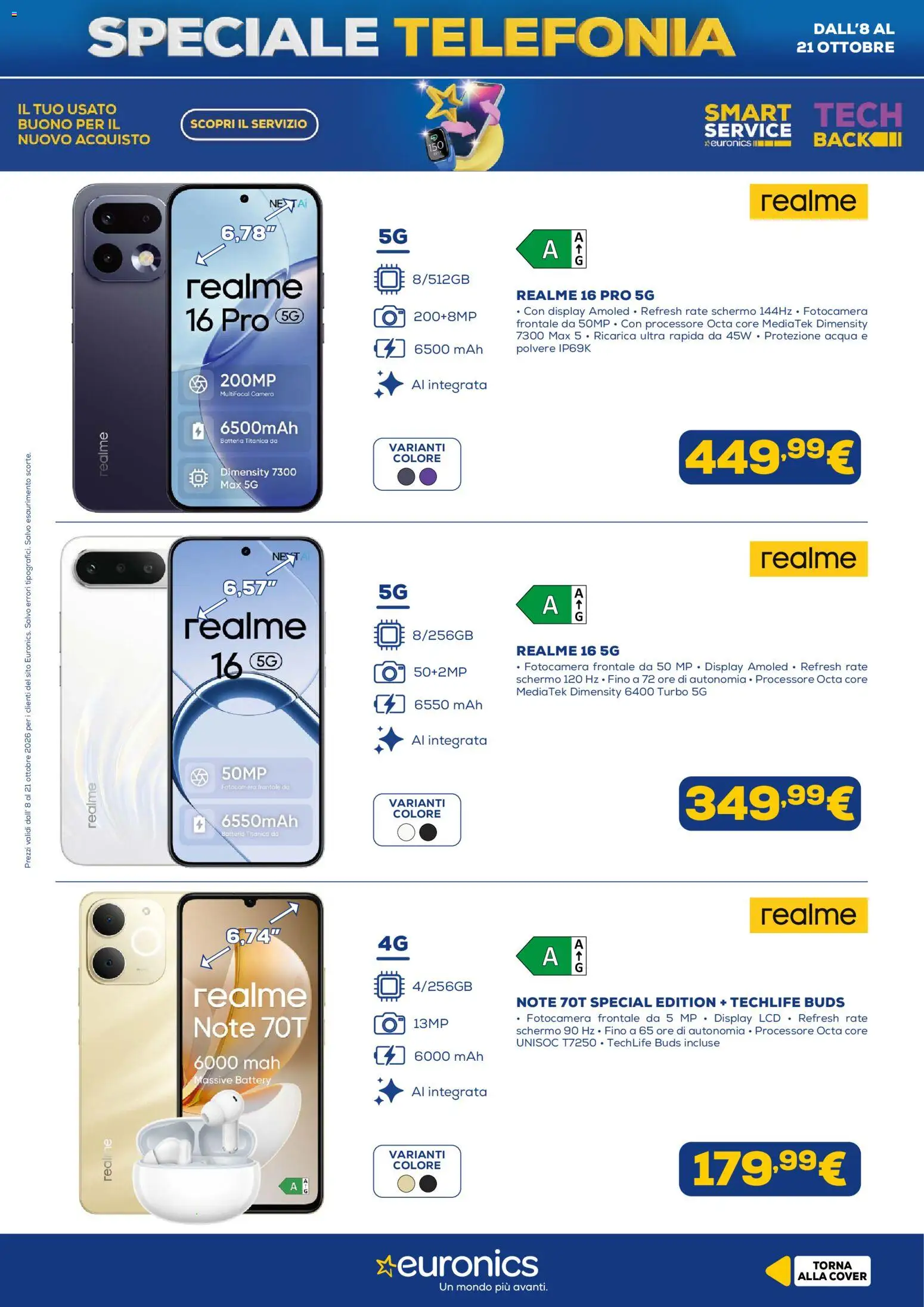 Volantino Euronics del 08/10/2026 | Pagina: 4 | Prodotti: Schermo, Acqua, Fotocamera, Batteria
