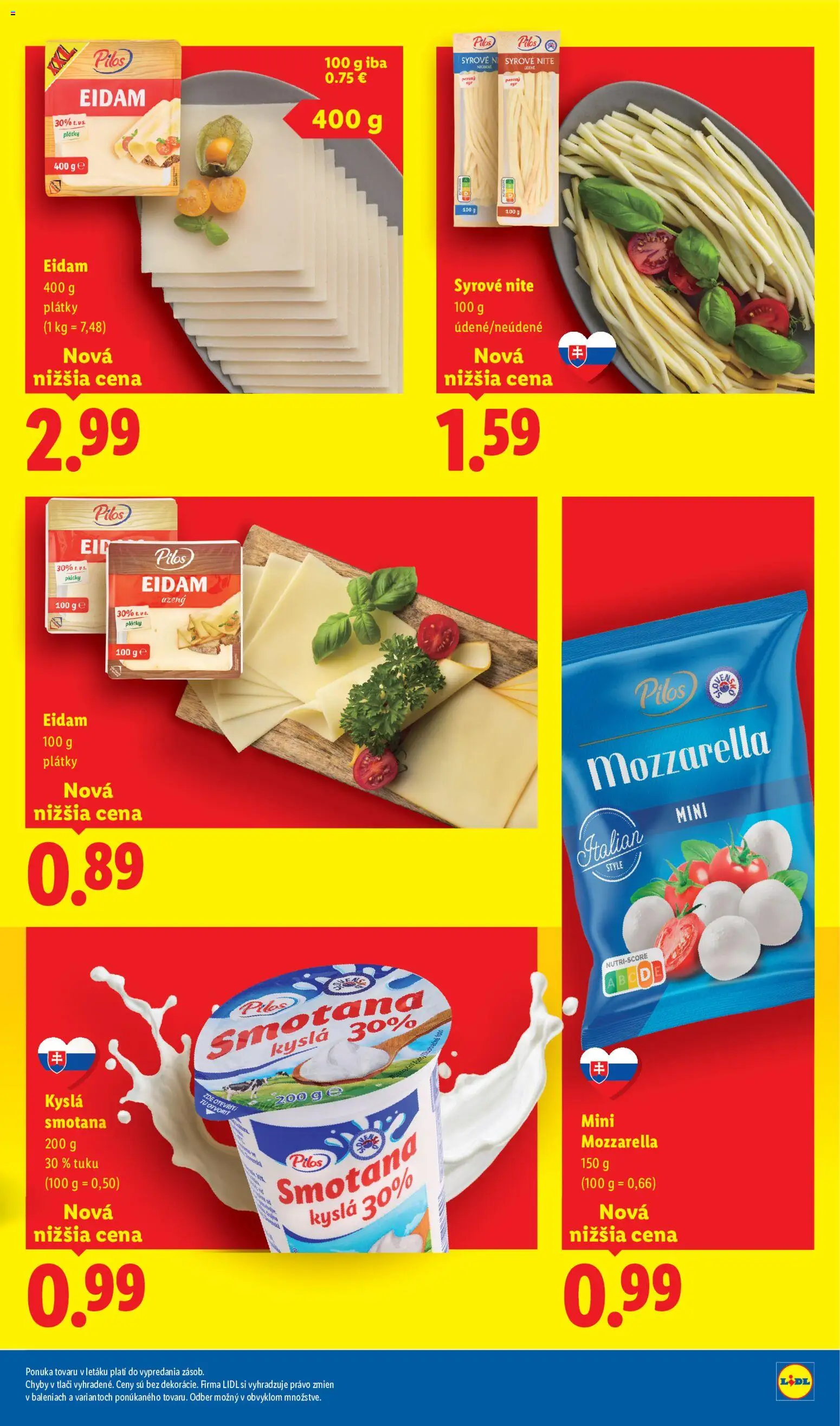 Nové Lidl akcie – leták je platný od 03.07.2026 | Strana: 7 | Produkty: Smotana, Eidam, Mozzarella