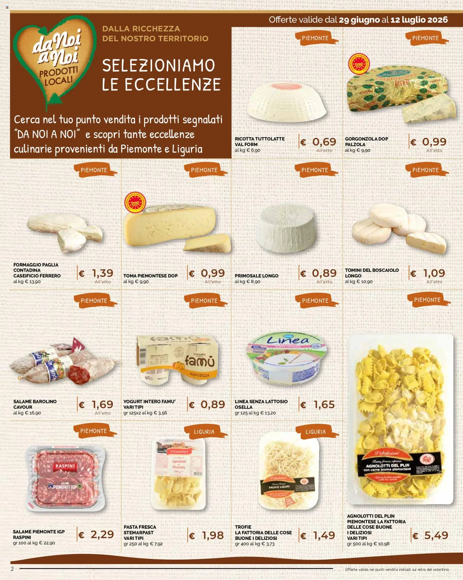 Volantino Mercatò del 29/06/2026 | Pagina: 2 | Prodotti: Yogurt, Salame, Formaggio, Gorgonzola