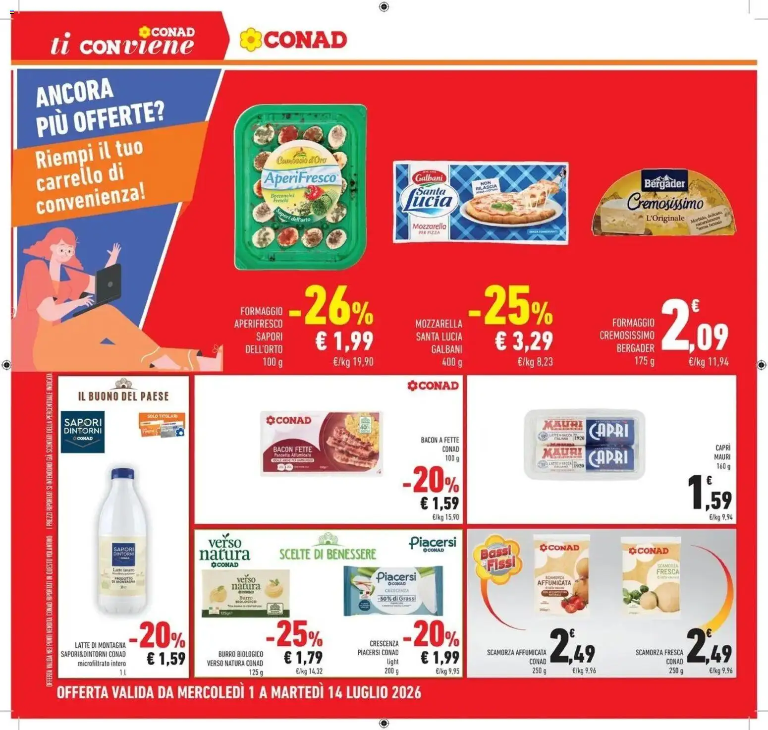 Volantino Conad del 30/06/2026 | Pagina: 30 | Prodotti: Pancetta, Mozzarella, Burro, Crescenza