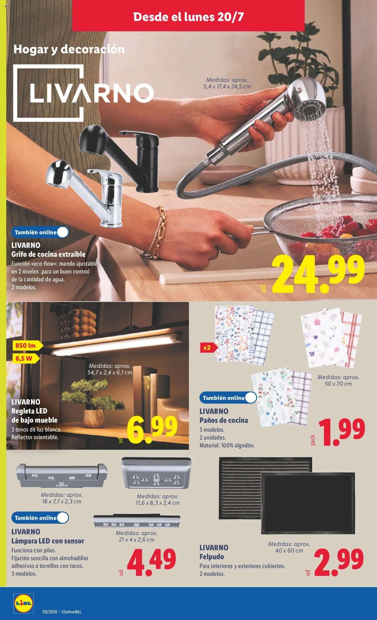 Lidl folleto de bazar │ válido desde el 20/07/2026 | Página: 16 | Productos: Cocina, Felpudo, Lámpara
