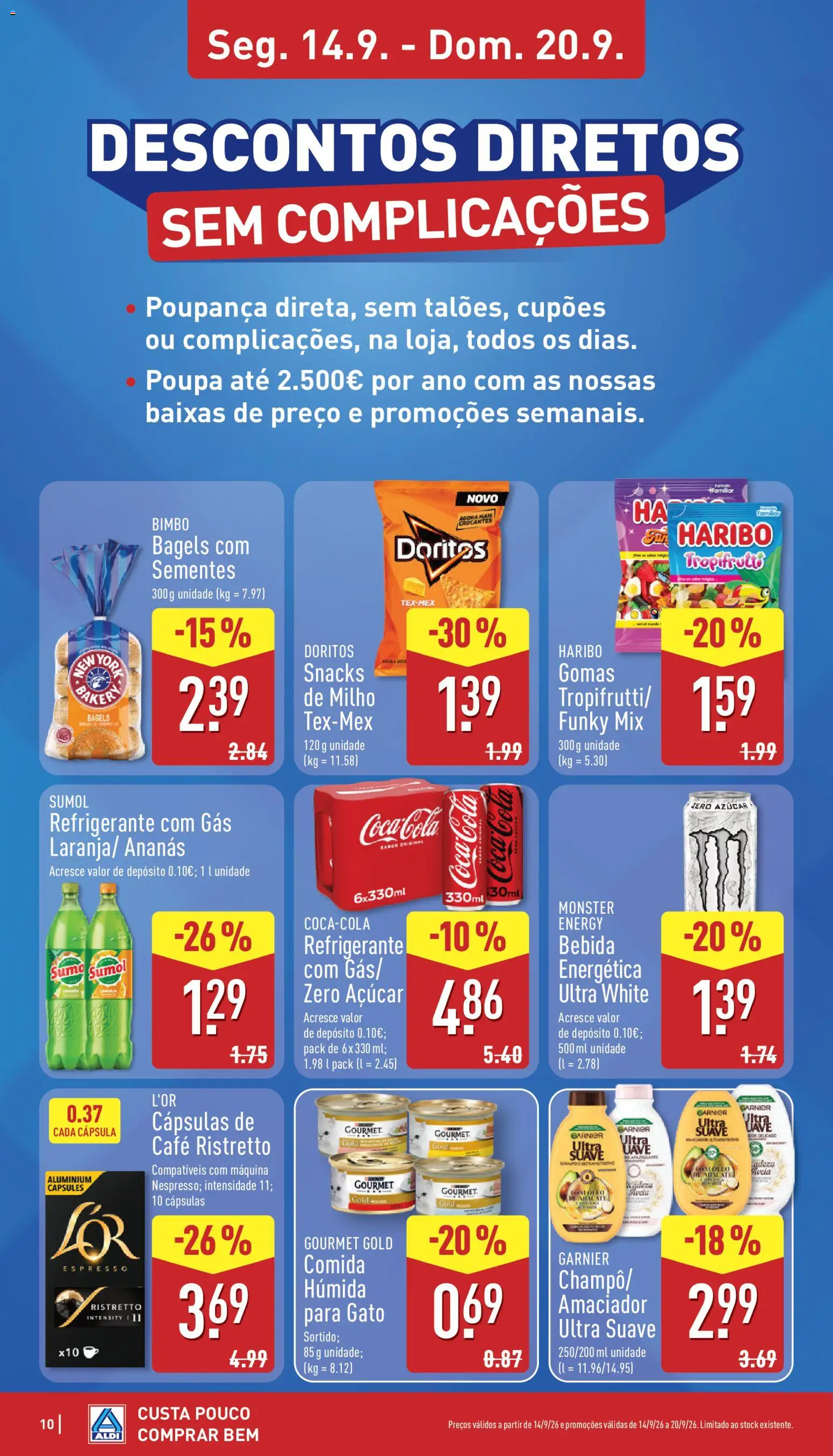 Aldi folheto │ válido de 14/09/2026 | Página: 10 | Produtos: Refrigerante, Snacks, Bebida energética, Bebida