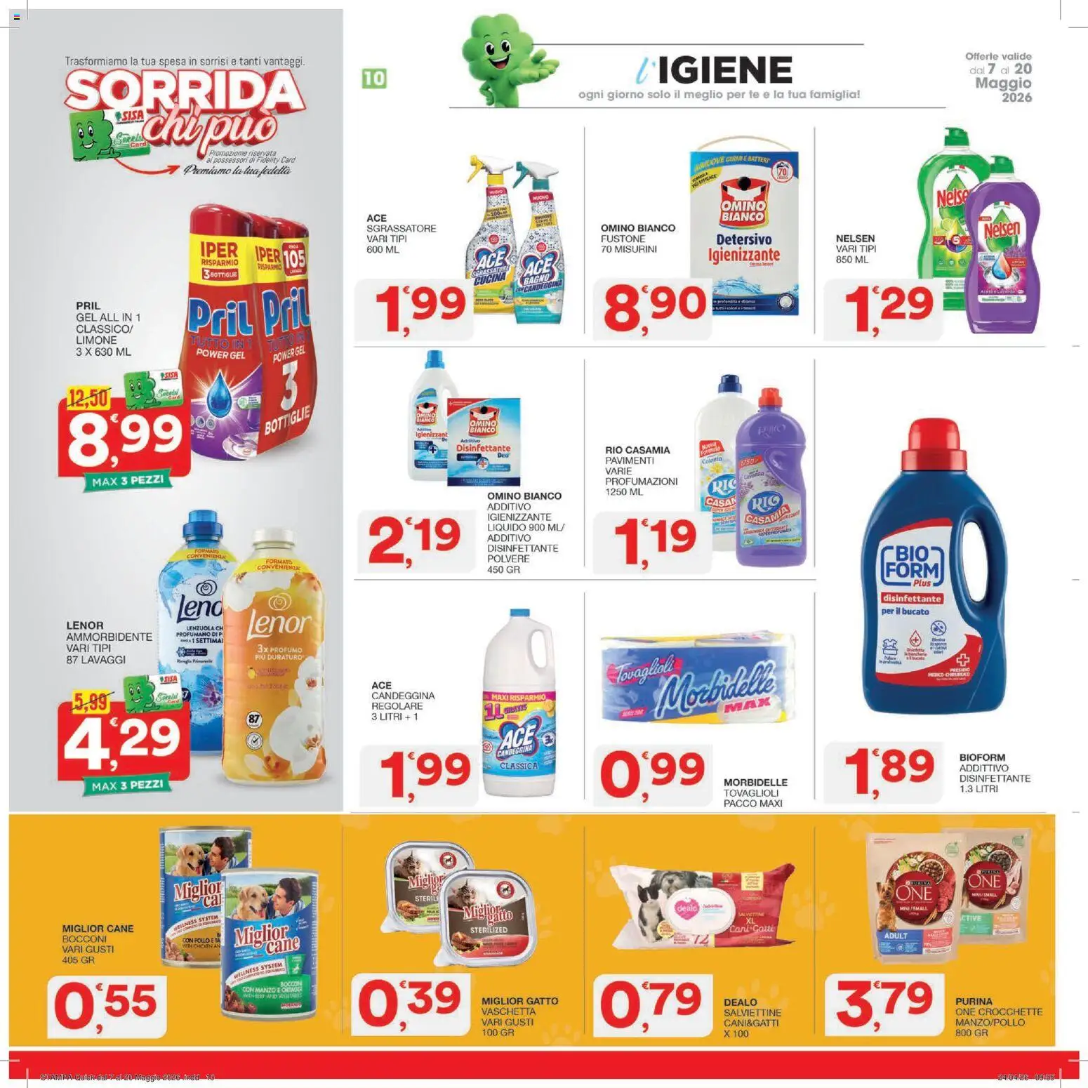 Volantino SISA del 07.05.2026 | Pagina: 10 | Prodotti: Tè, Sgrassatore, Crocchette, Bagno