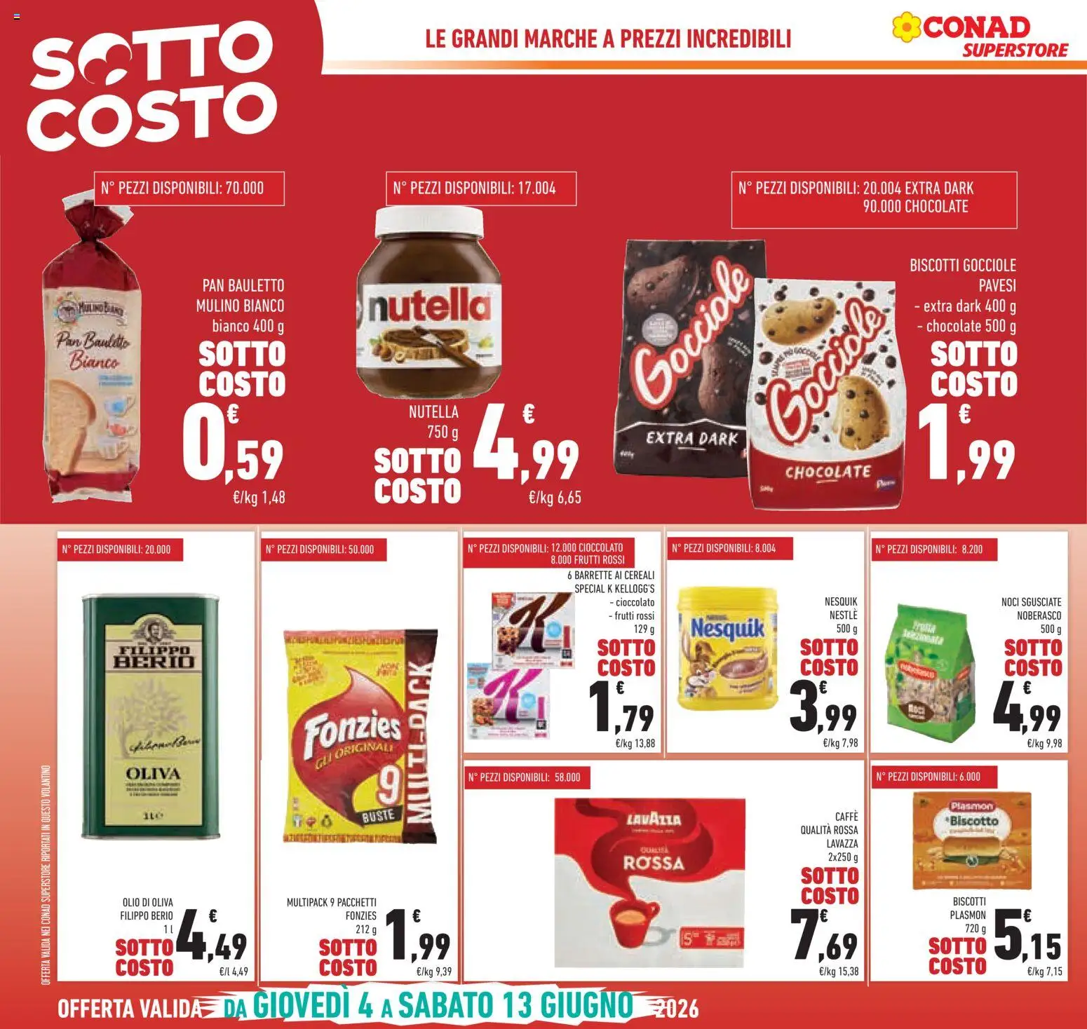 Volantino Conad del 04.06.2026 | Pagina: 8 | Prodotti: Caffè, Biscotti, Olive, Noci