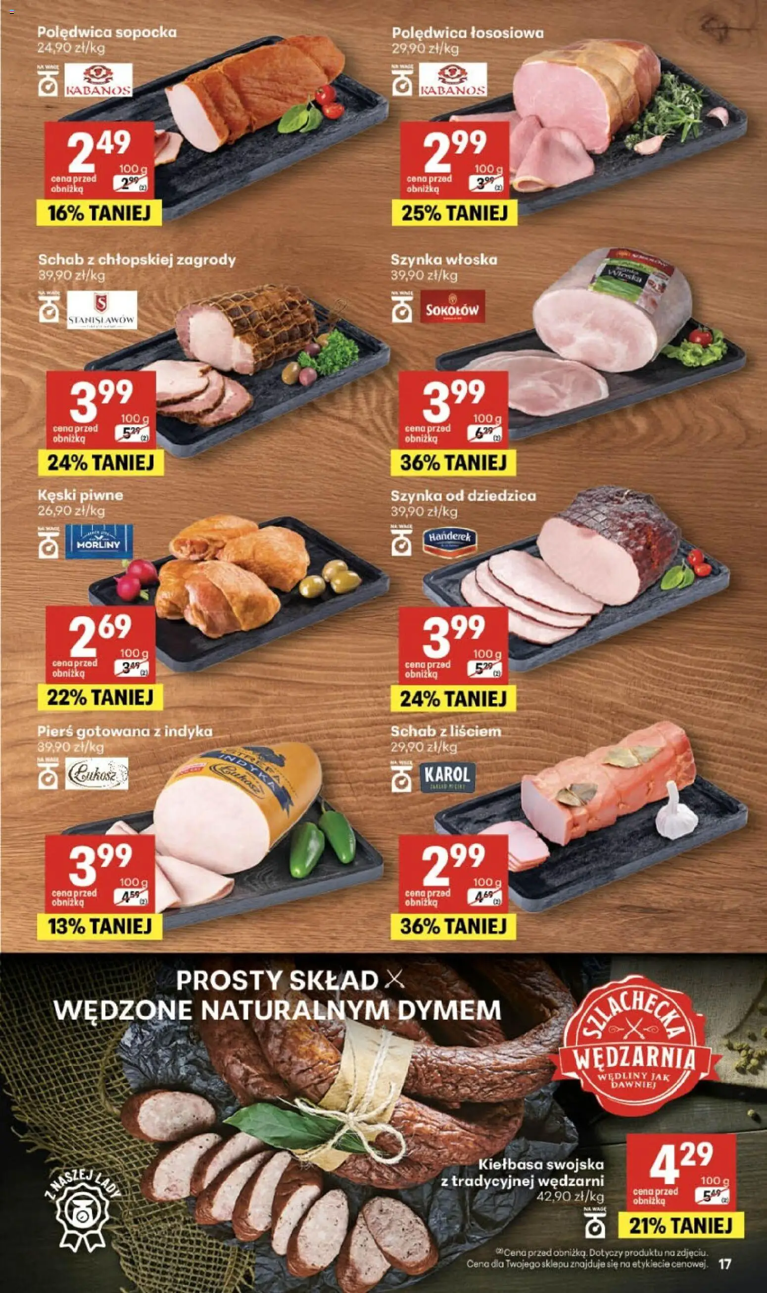 Delikatesy Centrum gazetka od 08.10.2026 | Strona: 17 | Produkty: Kiełbasa, Schab, Polędwica sopocka, Wędliny