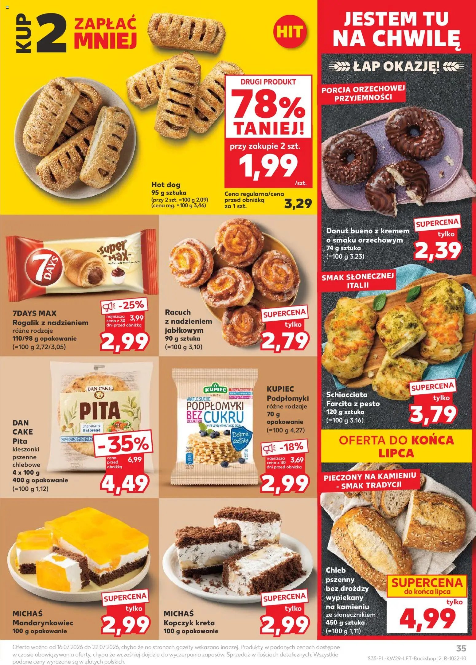 Kaufland Polsko leták od 16.07.2026 | Strana: 35 | Produkty: Donut, Chléb, Hot dog, Pesto