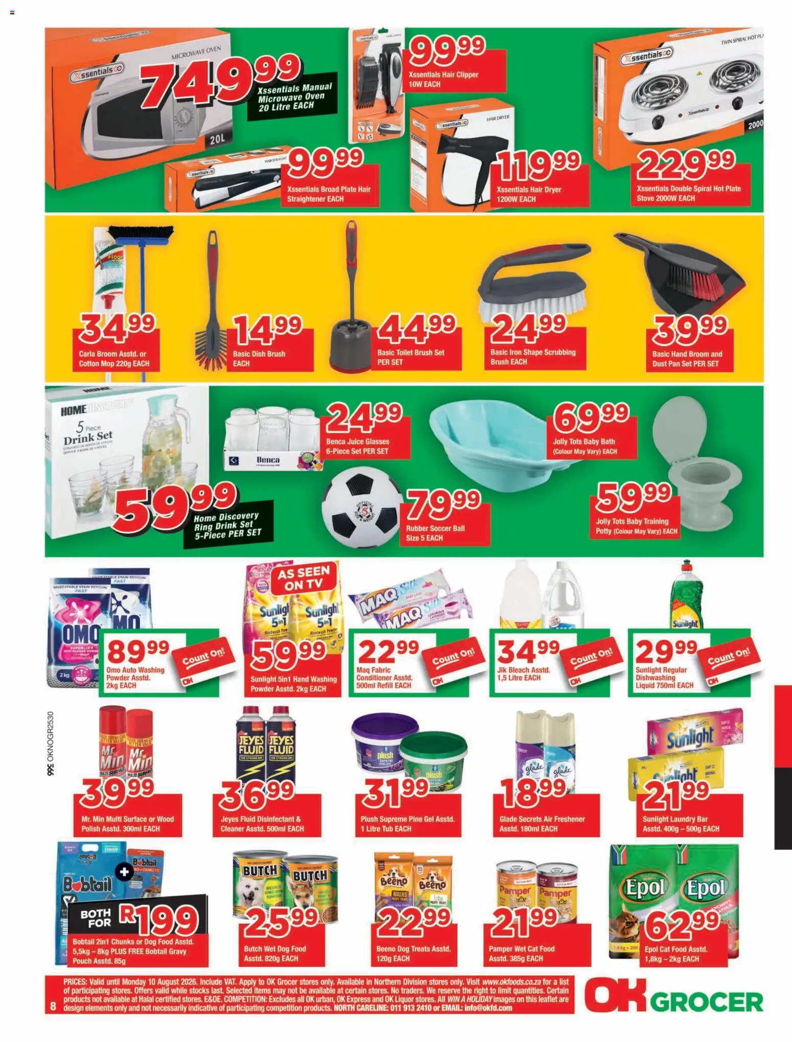 New OK Foods catalogue – valid from 24/07/2026 | Page: 8 | Products: Microwave oven, Disinfectant, Microwave, Powder