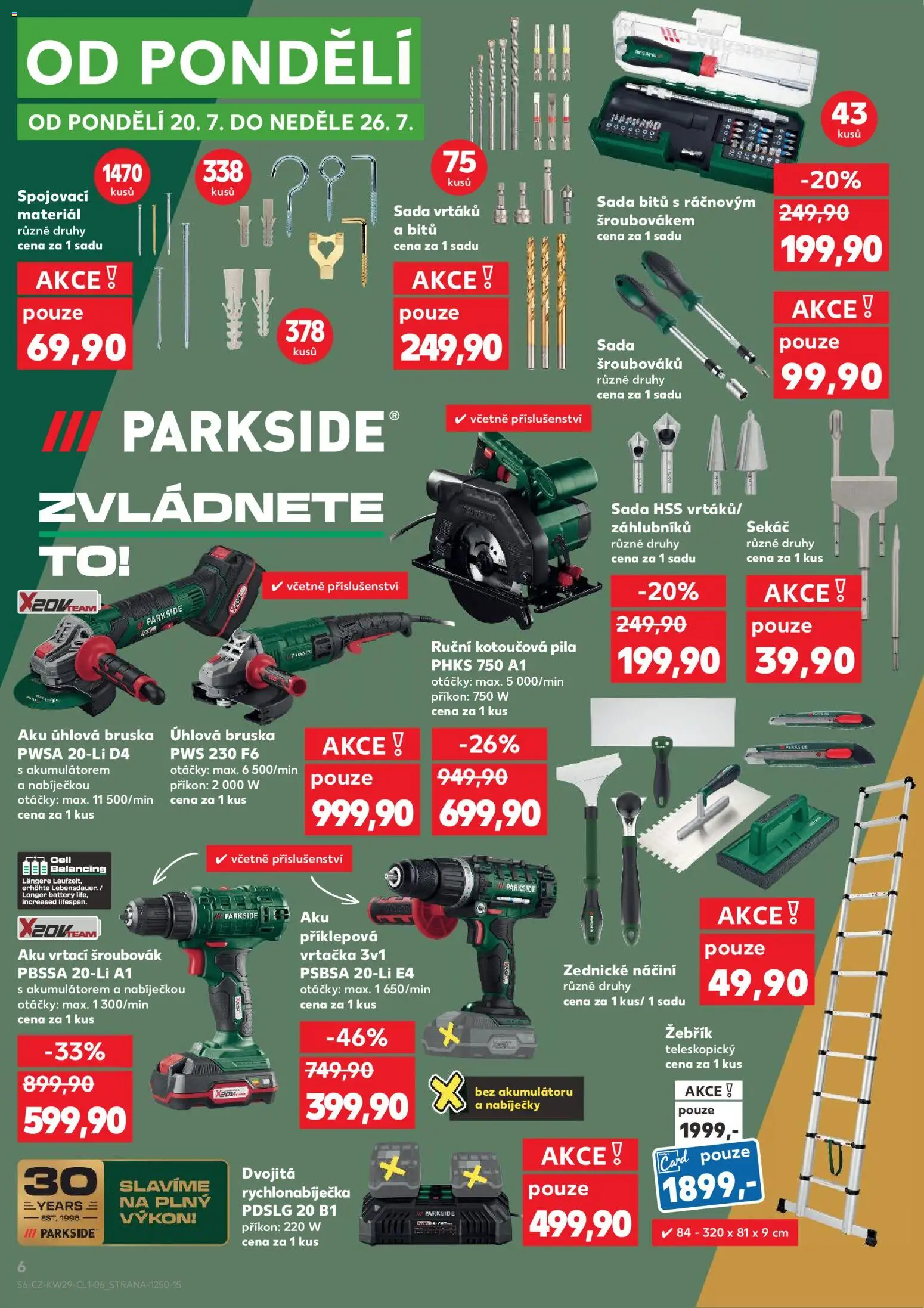 Kaufland leták - Liberec od 15.07.2026 | Strana: 6 | Produkty: Příklepová vrtačka, Teleskopický žebřík, Pila, Úhlová bruska