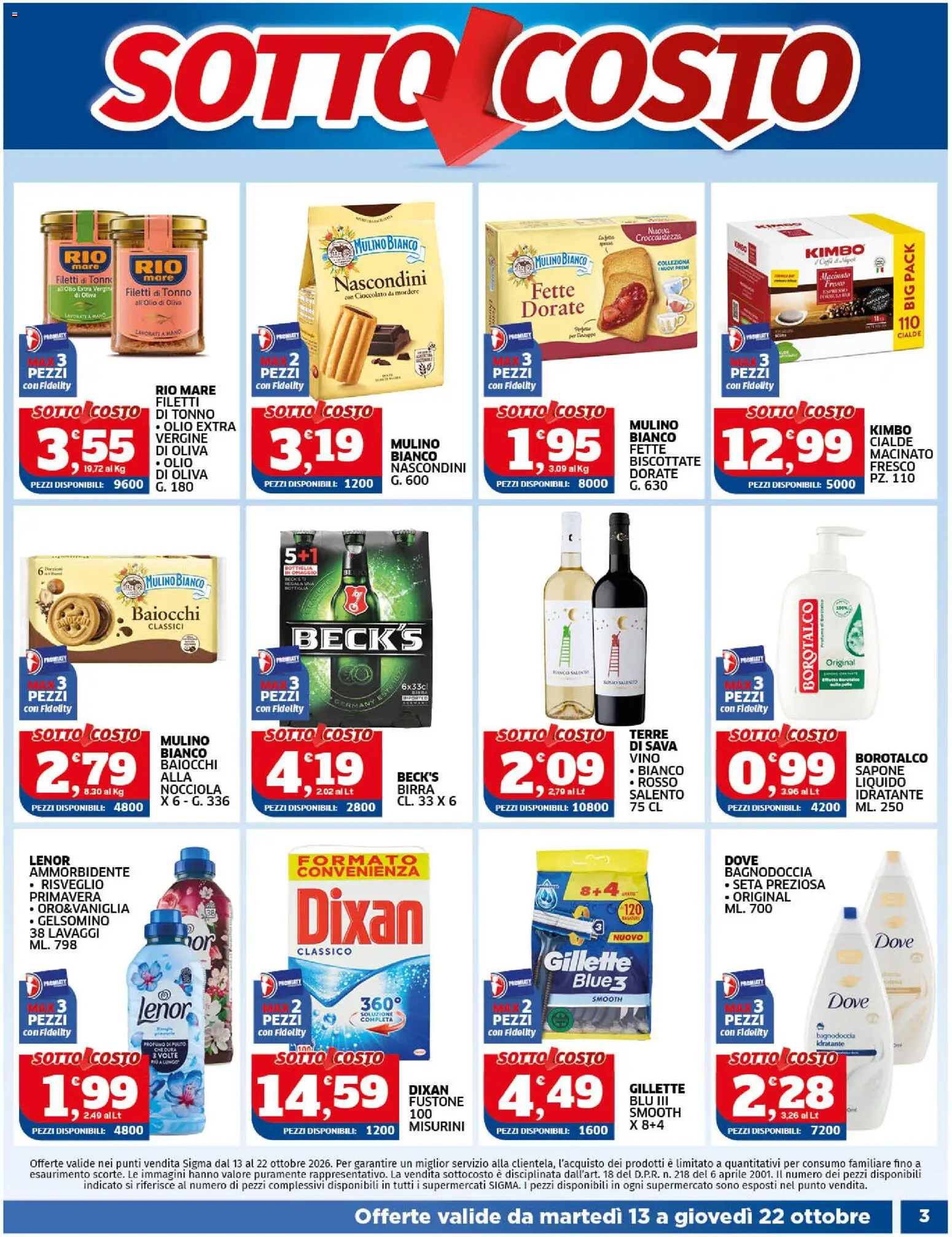 Volantino SIGMA del 13/10/2026 | Pagina: 3 | Prodotti: Sapone, Birra, Olio, Macinato