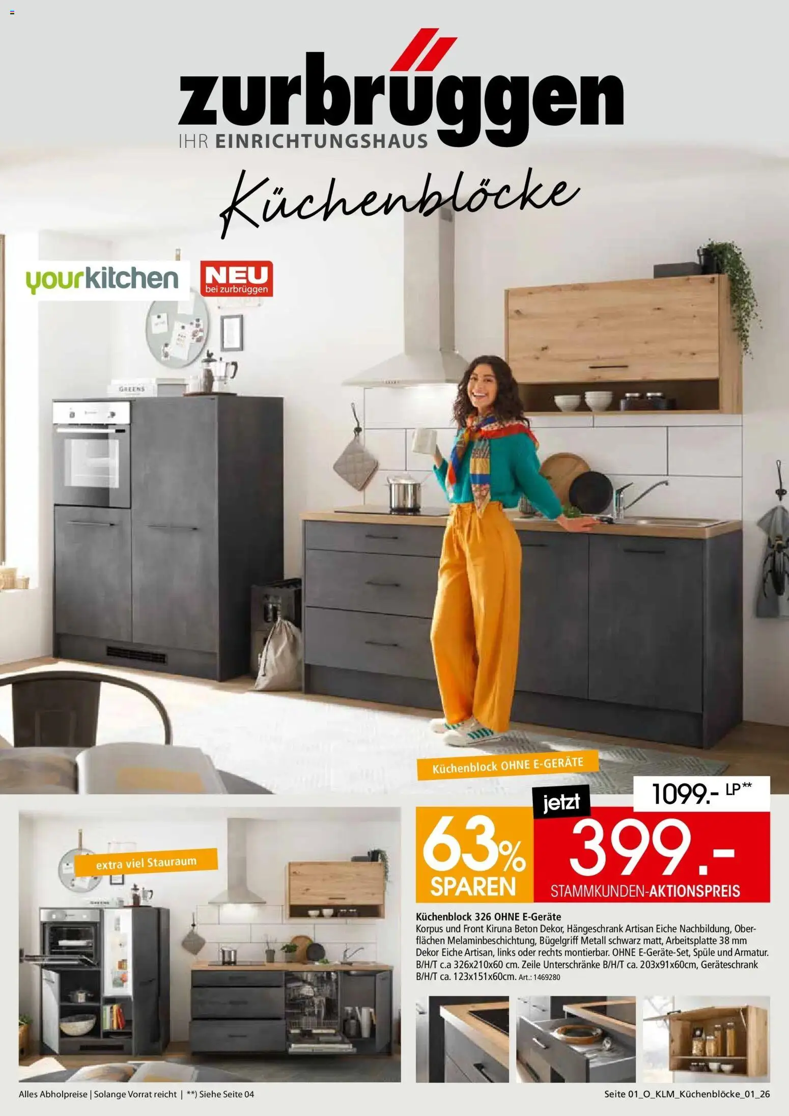 Zurbrüggen Küchenblöcke Unna – gültig ab 24.07.2026 | Seite: 1 | Produkte: Küchenblock, Hängeschrank