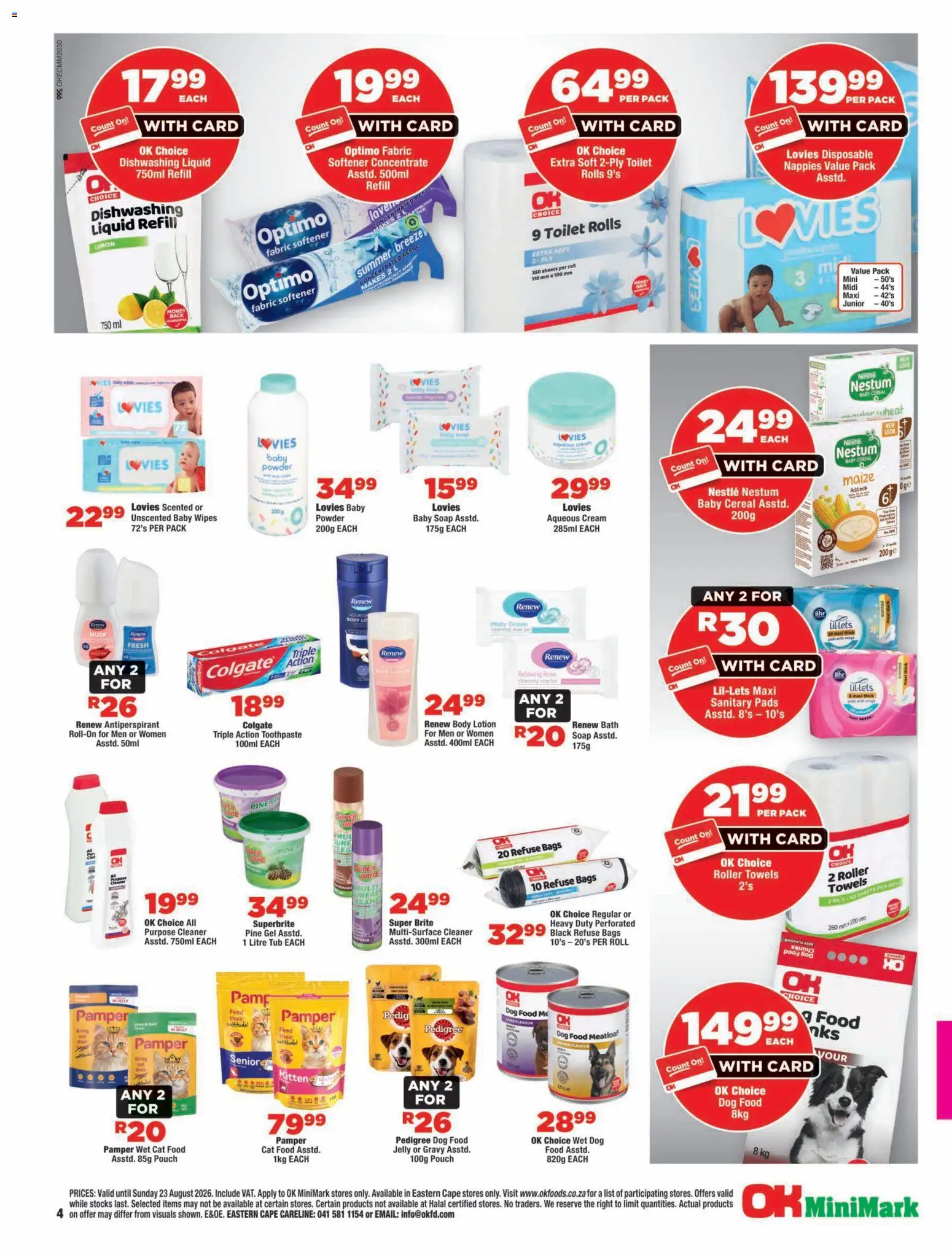 New OK Foods catalogue – valid from 12/08/2026 | Page: 4 | Products: Powder, Cream, Refuse bags, Soap