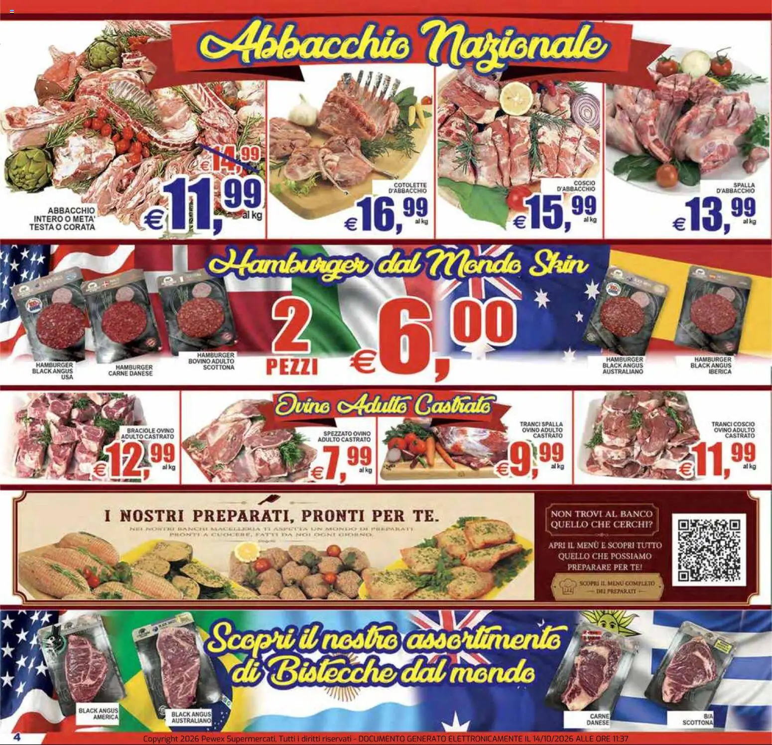 Volantino Pewex del 14/10/2026 | Pagina: 4 | Prodotti: Tè, Spalla, Hamburger, Ovino