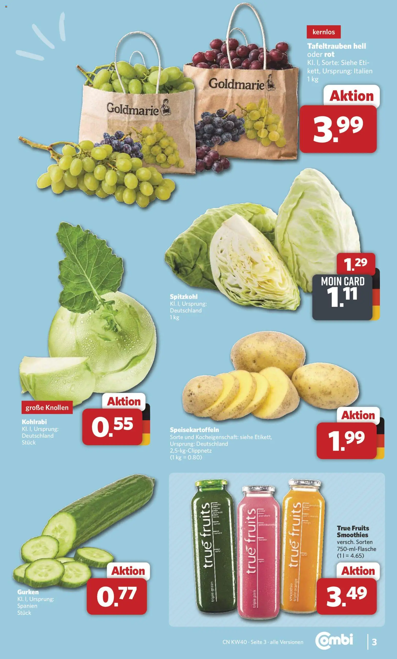 Combi Prospekt – gültig ab 28.09.2026 | Seite: 3 | Produkte: Kohlrabi, Gurken