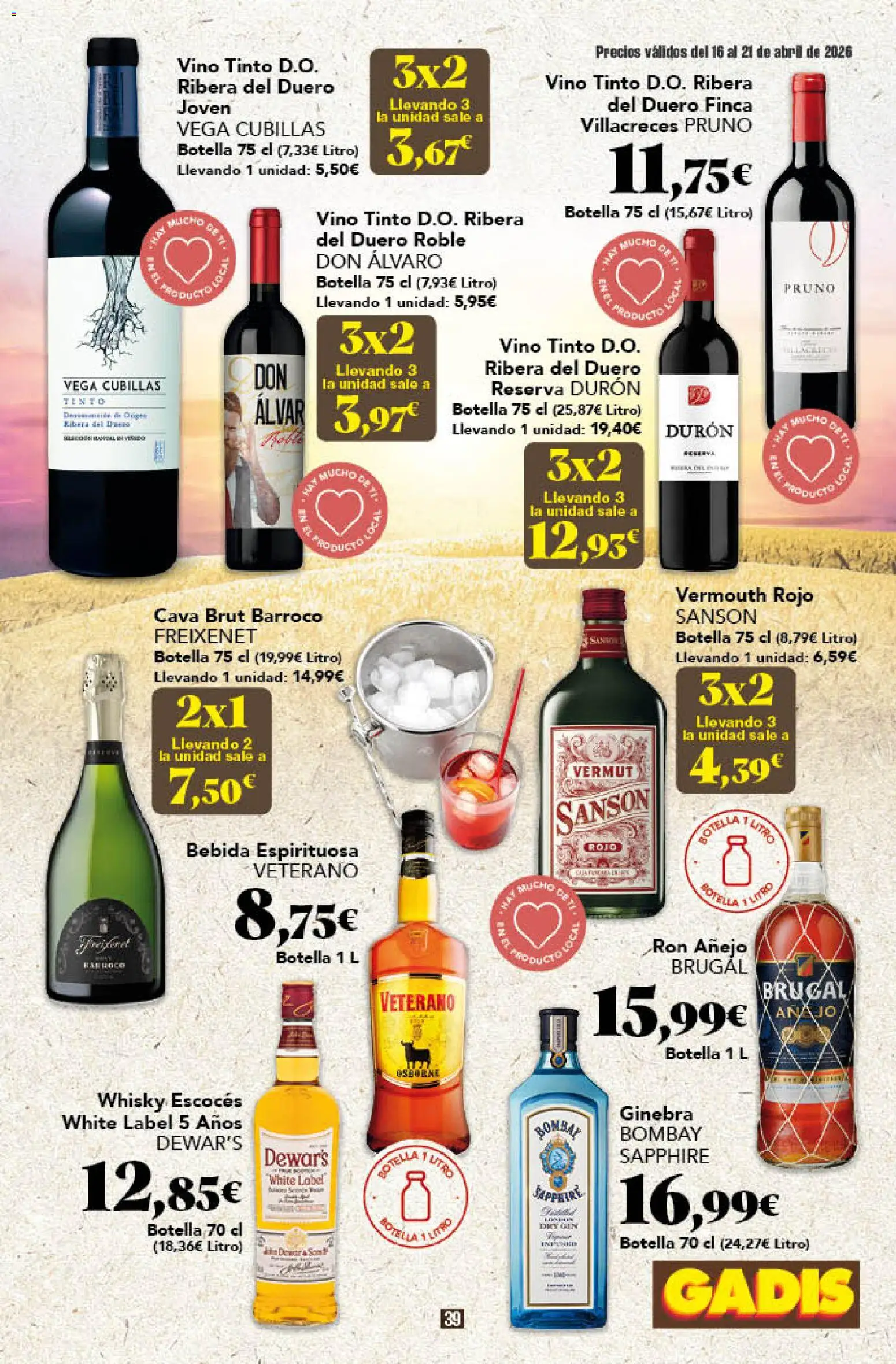 Gadis folleto │ válido desde el 16.04.2026 | Página: 39 | Productos: Ron, Vino, Ginebra, Whisky