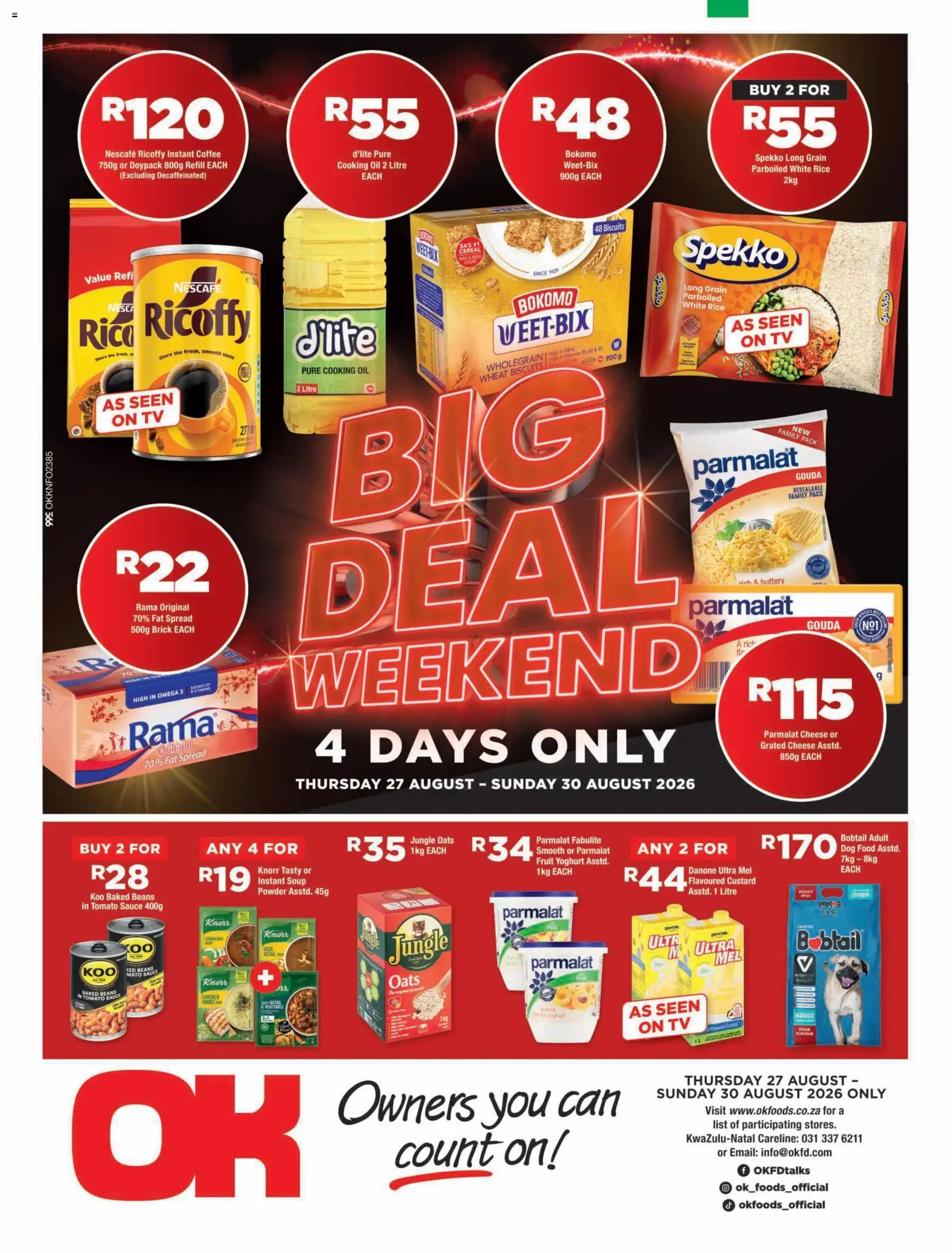 New OK Foods catalogue – valid from 27/08/2026 | Page: 1 | Products: Spread, Yoghurt, TV, Fat spread