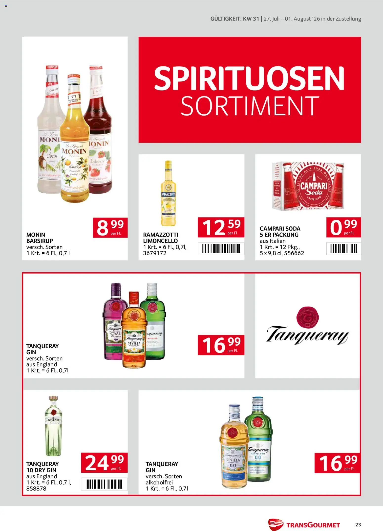 Transgourmet Zustellaktion gültig ab 27.07.2026 | Seite: 23 | Produkte: Gin, Nauriit