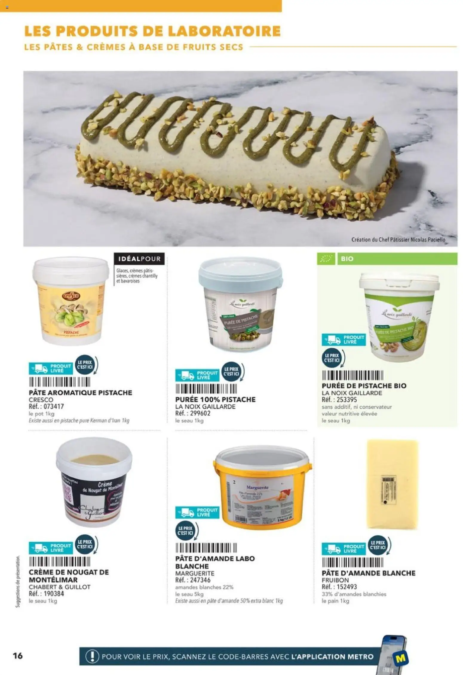 {H1} | Page: 16 | Produits: Pain, Pâtes, Crème, Amandes