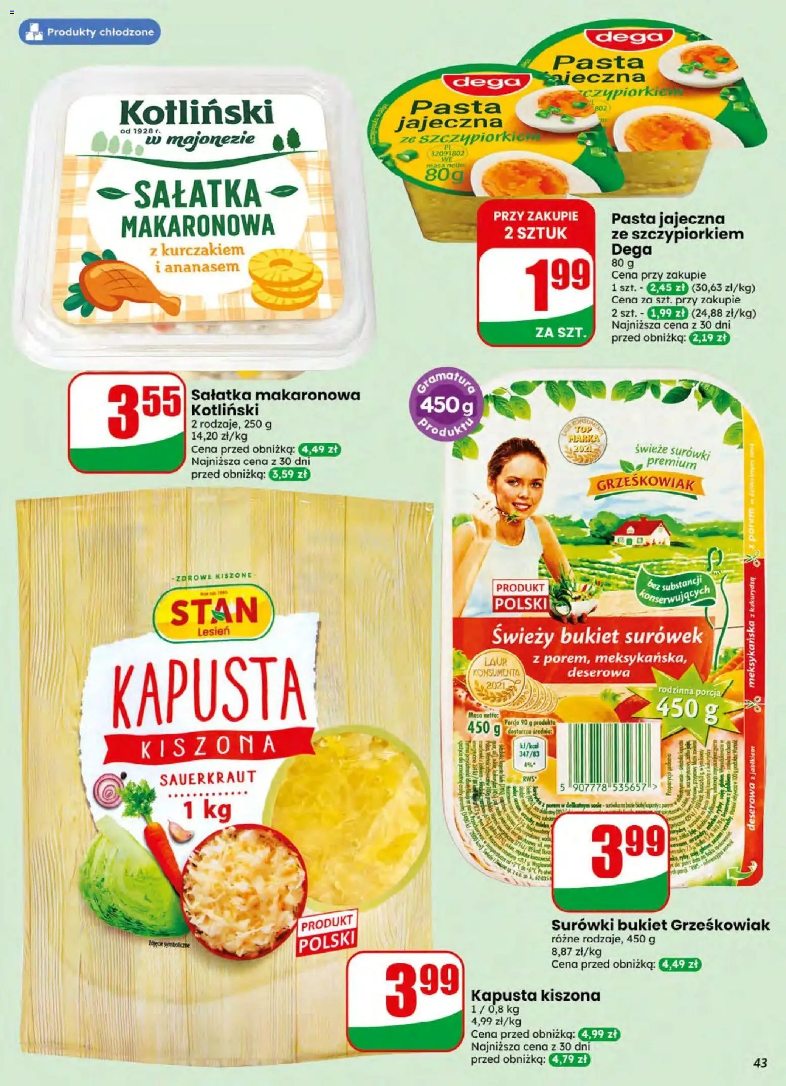 Dino gazetka od 05.08.2026 | Strona: 43 | Produkty: Kapusta, Kapusta kiszona, Kukurydza, Sałatka