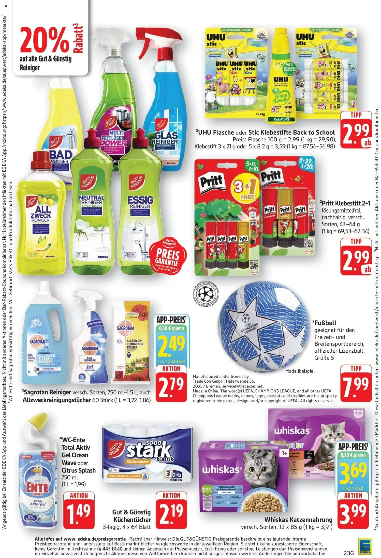 Edeka Prospekt Geislingen (ab 14.09.2026) » Angebote Online | Seite: 23 | Produkte: Essig, Fisch, Ente, Whiskas
