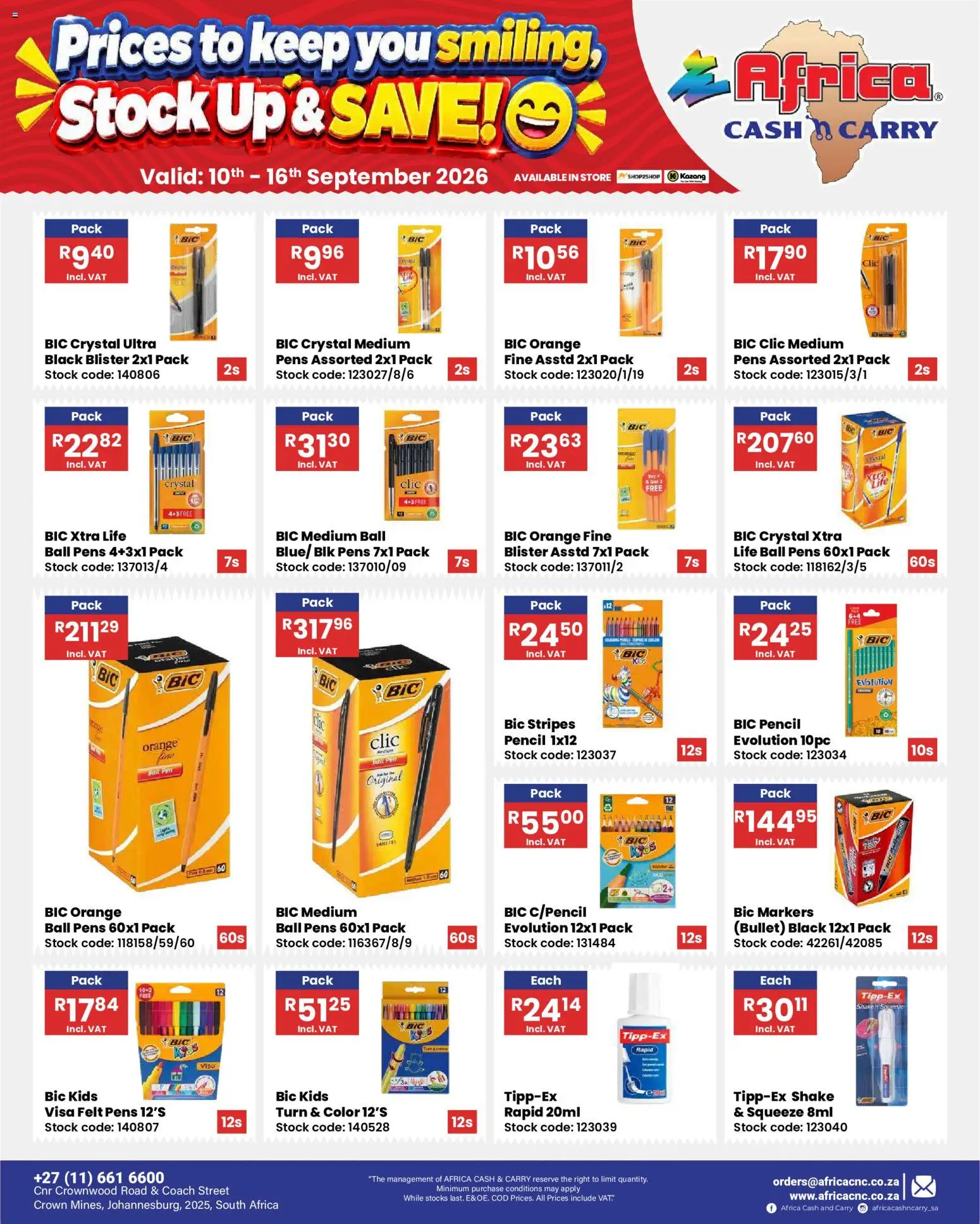 New Africa Cash & Carry catalogue – valid from 10/09/2026 | Page: 61 | Products: Pencil, Pen, Stock