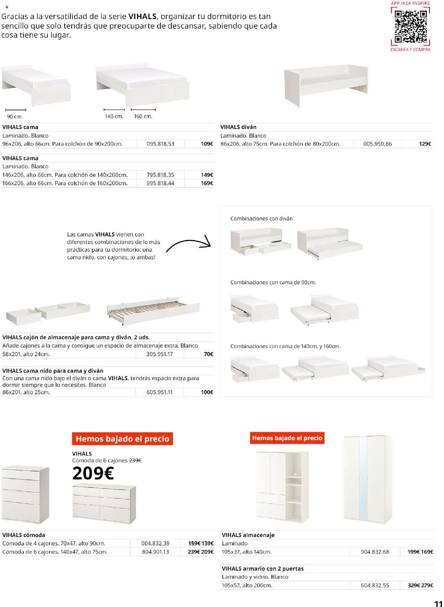 IKEA - Muebles para el dormitorio │ válido desde el 01/09/2026 | Página: 11 | Productos: Cómoda, Colchon, Cama, Puertas