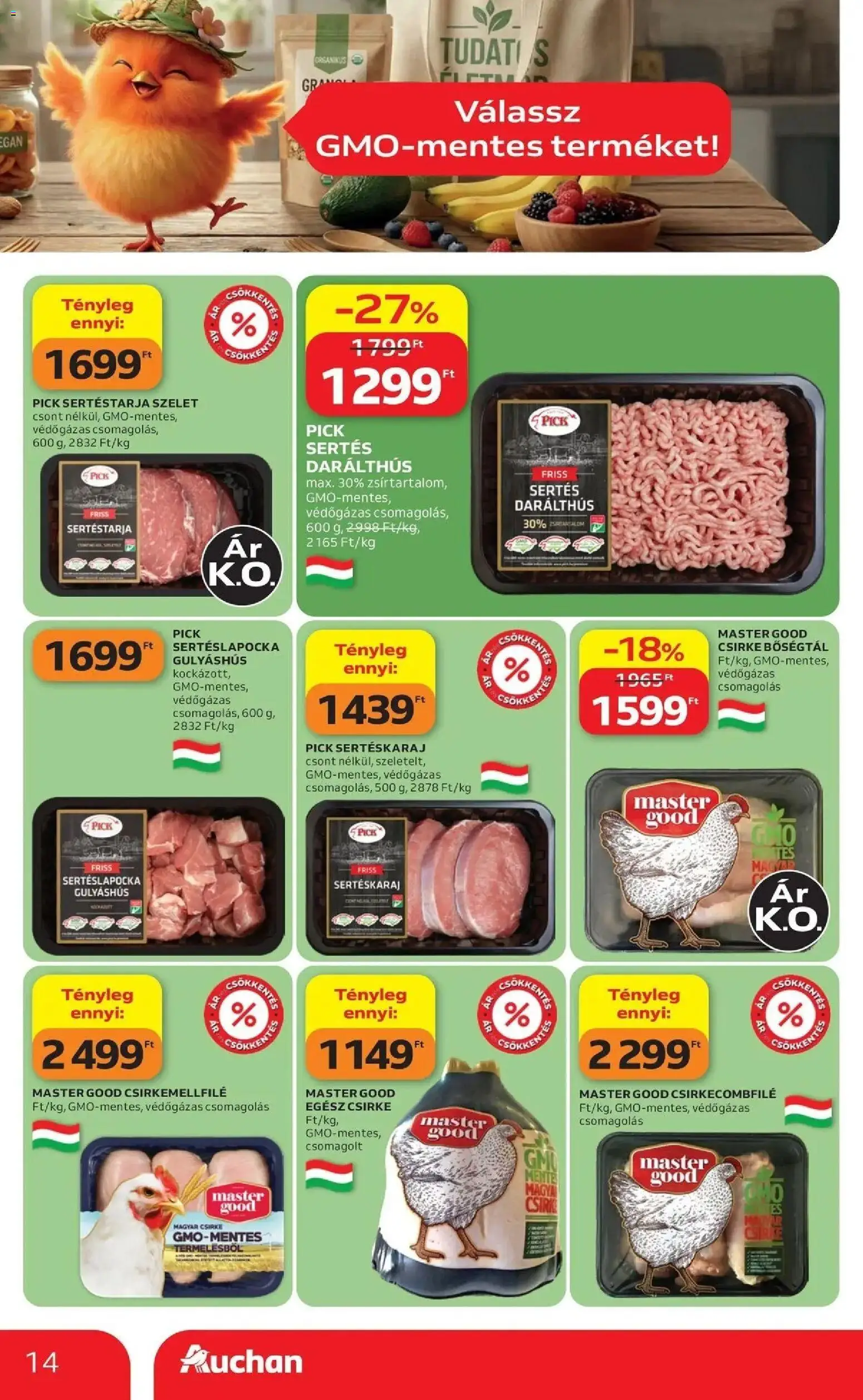 Auchan akciós ujság - amely érvényes a következő dátumtól: 2026.07.16. | Oldal: 14 | Termékek: Sertéstarja, Sertéslapocka, Sertéskaraj, Tarja