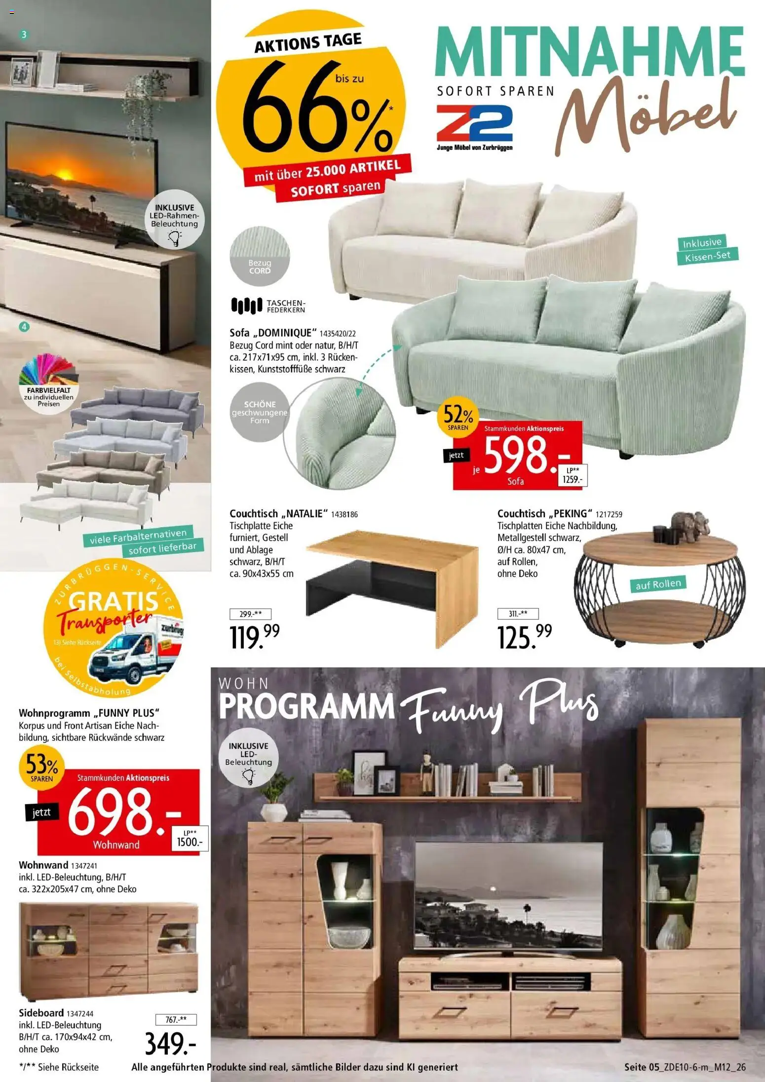 Zurbrüggen Z2 Mitnahme Möbel (ab 10.10.2026) zum Blättern | Seite: 5 | Produkte: Wohnwand, Sofa, Taschen, Bilder