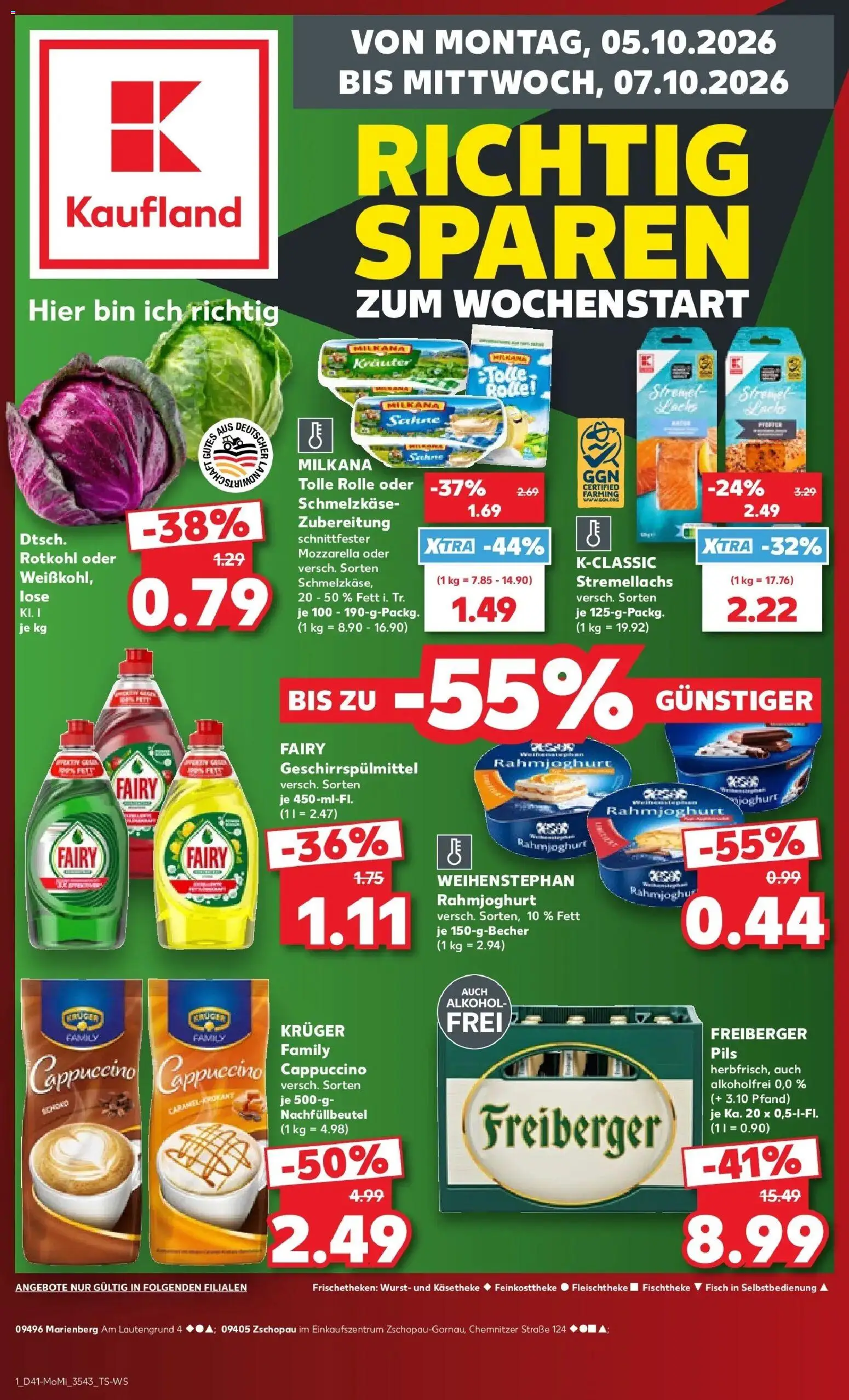 Prospekt Kaufland ab 05.10.2026 » Angebote Online zum Blättern | Seite: 1 | Produkte: Rotkohl, Milkana, Geschirrspülmittel, Wurst