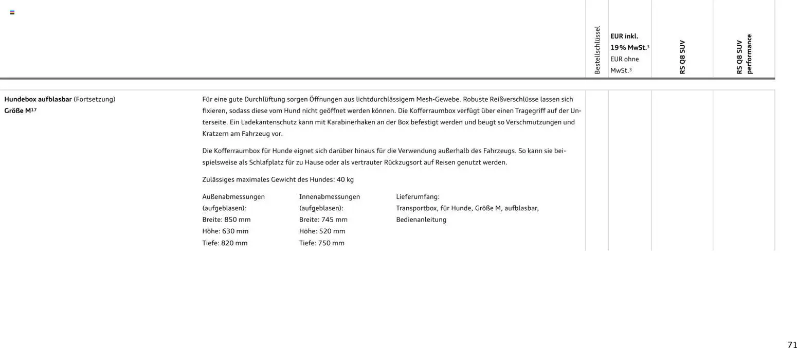 Audi RS Q8 / RS Q8 performance – gültig ab 27.11.2025 | Seite: 71