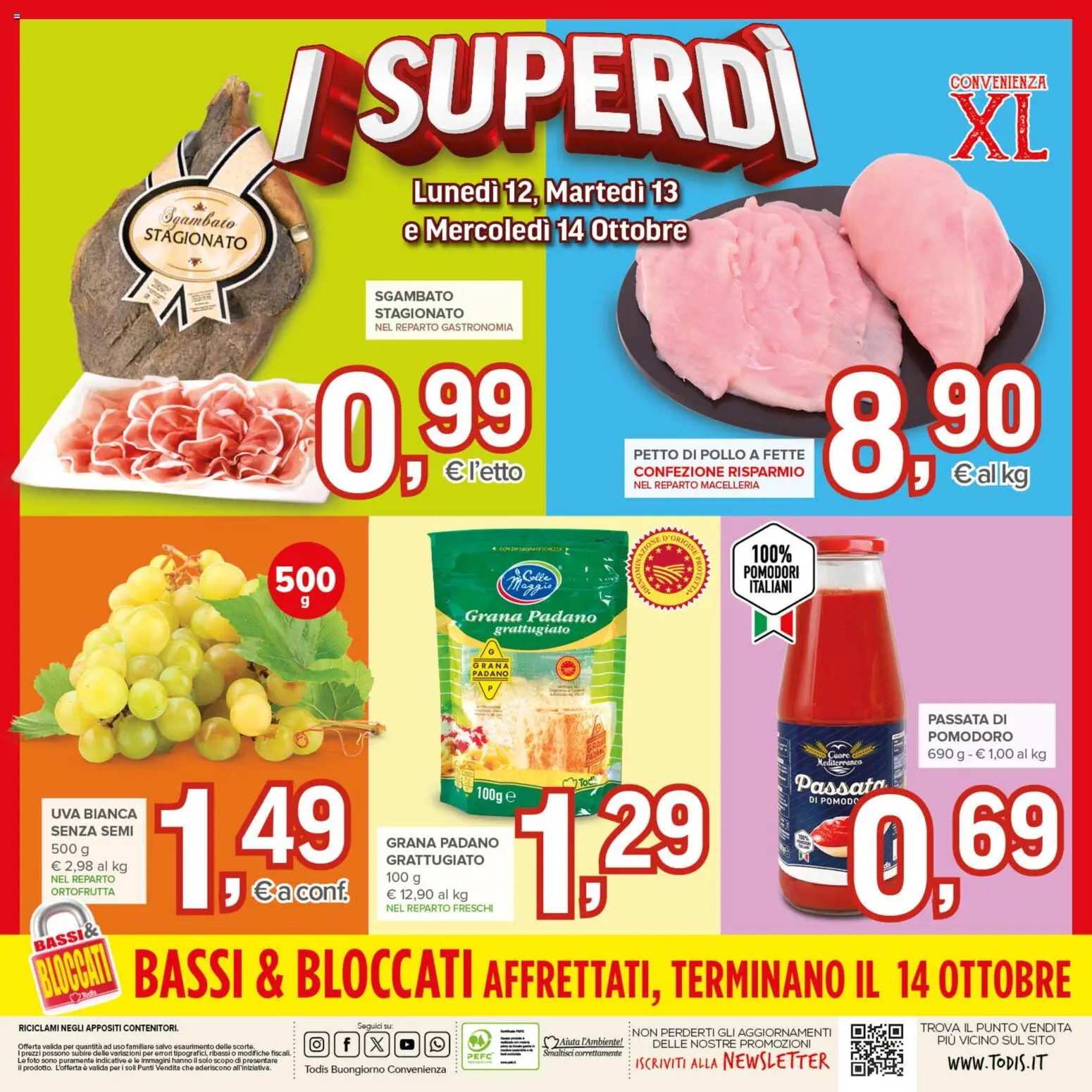 Volantino Todis del 01/10/2026 | Pagina: 24 | Prodotti: Pollo, Pomodoro, Uva, Passata di pomodoro