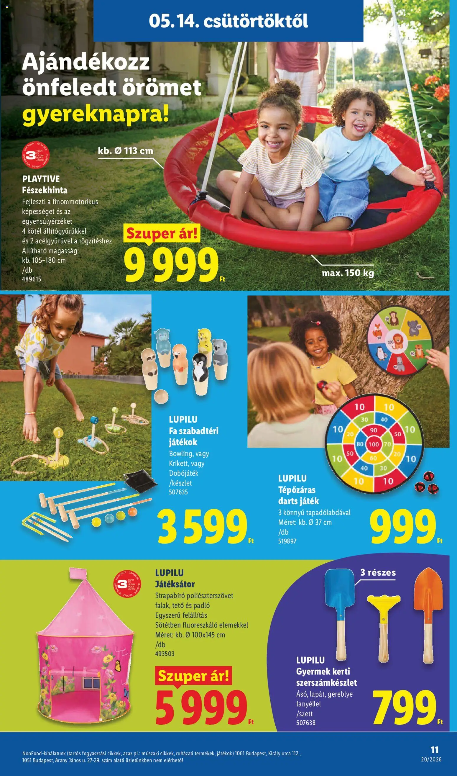 Lidl akciós ujság - amely érvényes a következő dátumtól: 14.05.2026 | Oldal: 11 | Termékek: Kötél, Játék, Játékok