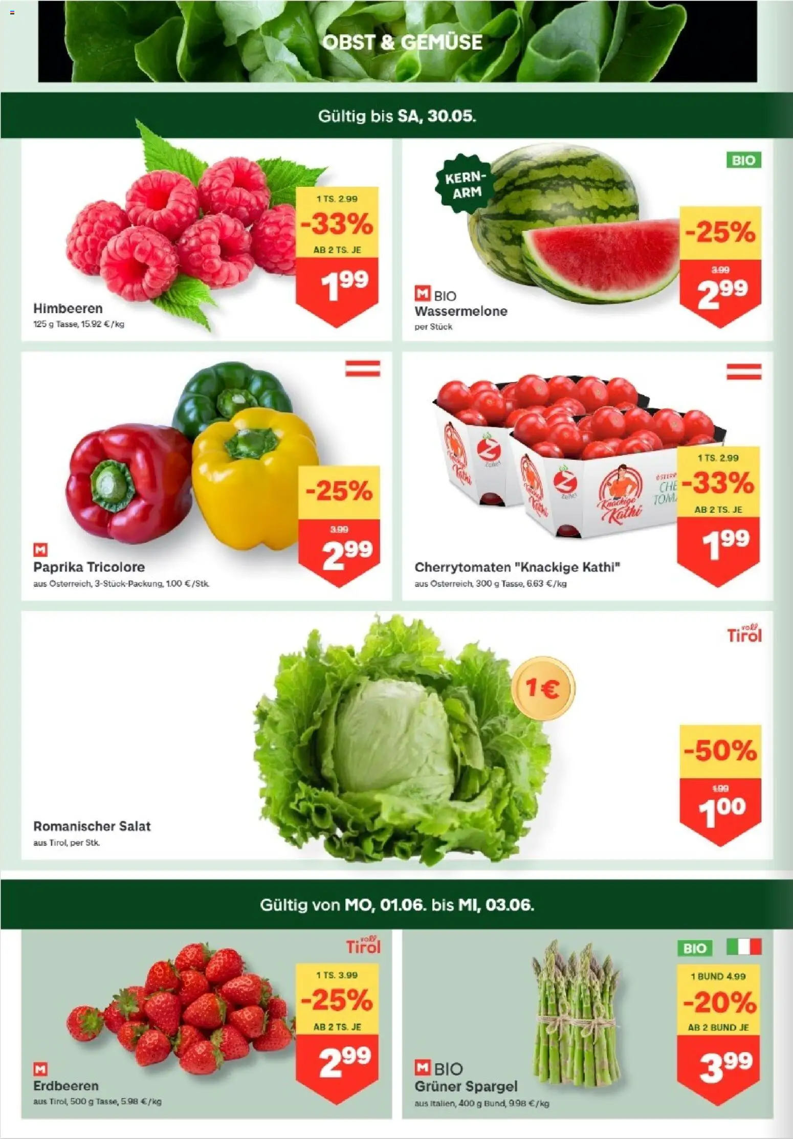 MPREIS Absam gültig ab 28.05.2026 | Seite: 2 | Produkte: Erdbeeren, Salat, Obst, Wassermelone
