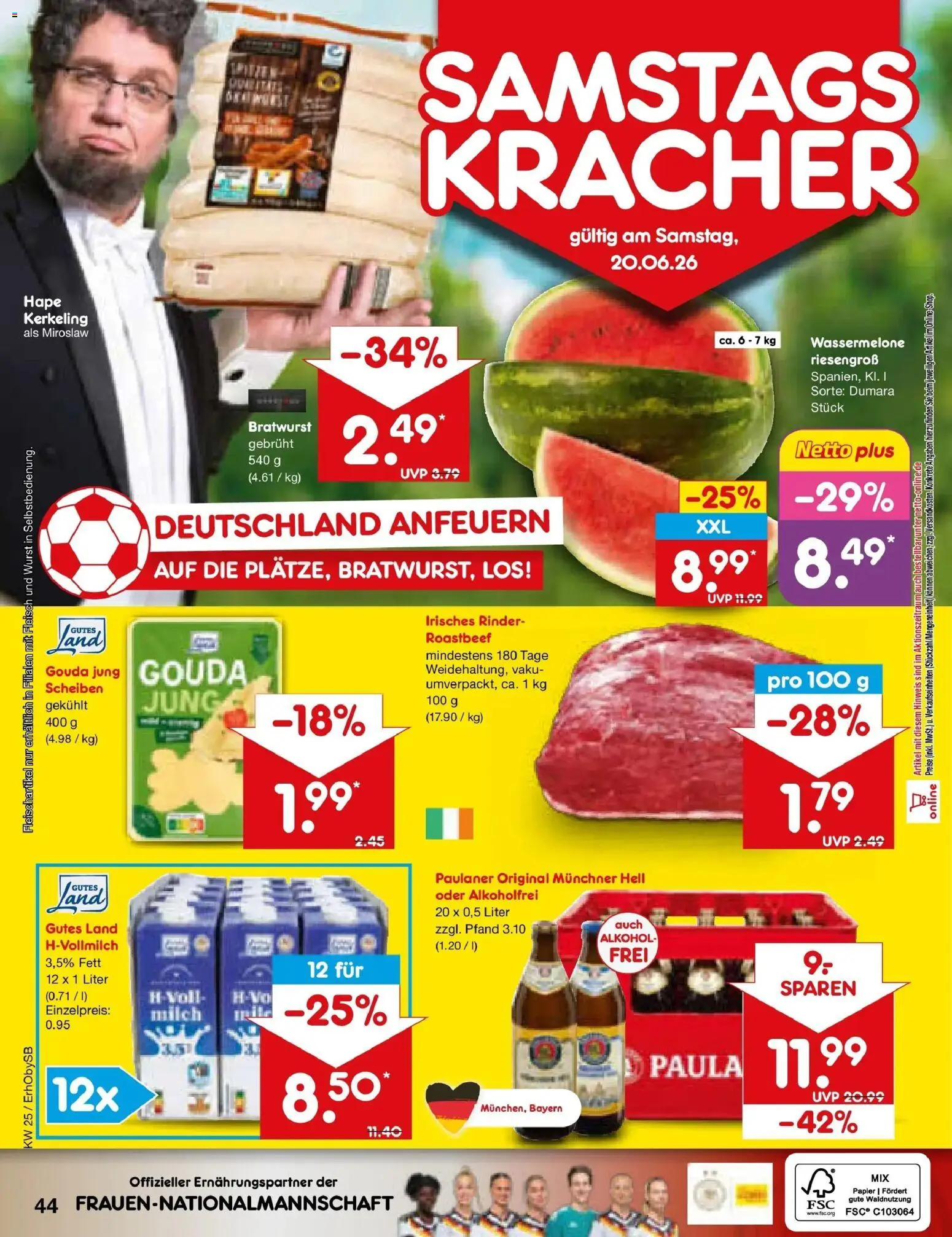 Netto Marken-Discount Prospekt Mauern – gültig ab 14.06.2026 | Seite: 56 | Produkte: Milch, Bratwurst, Roastbeef, Paulaner