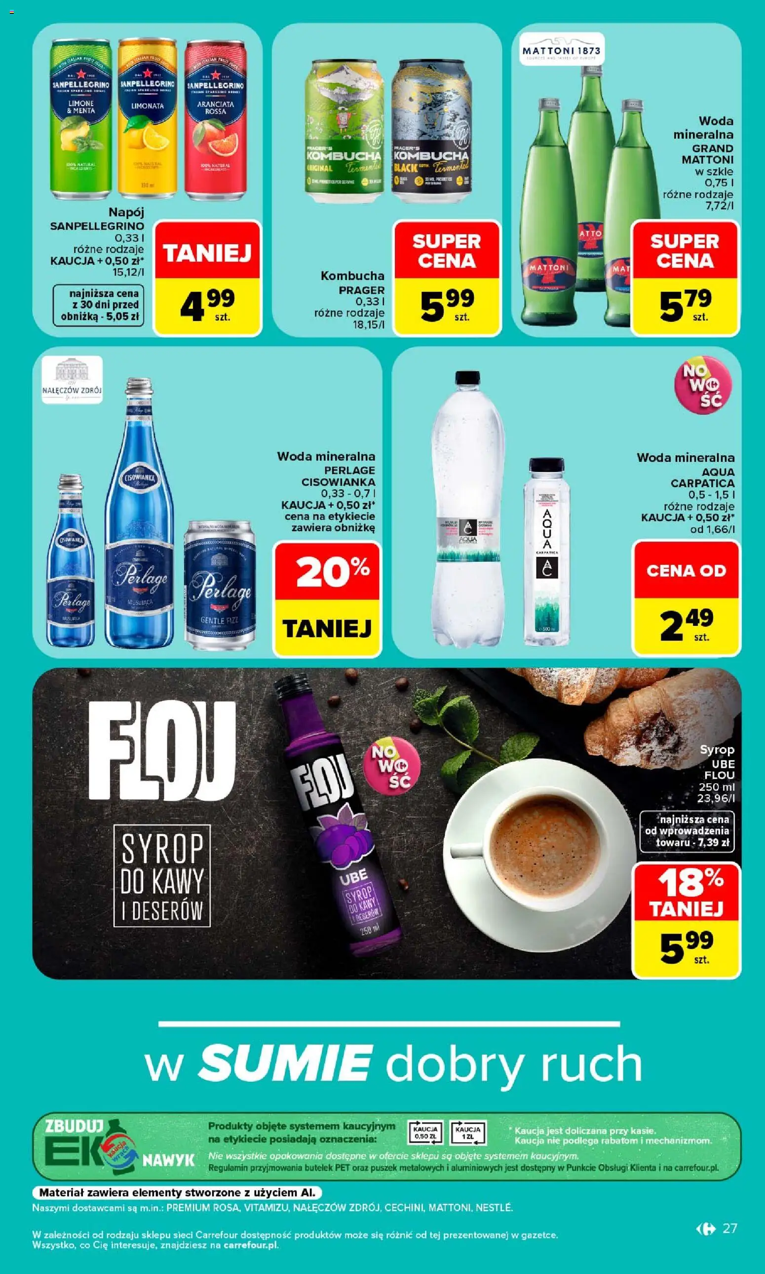 Carrefour gazetka - Siebie znasz najlepiej od 07.09.2026 | Strona: 27 | Produkty: Syrop, Woda mineralna, Kombucha, Woda